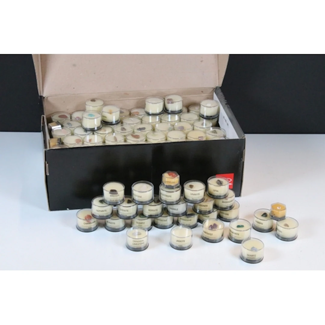 Large collection of rock samples contained within plastic di...