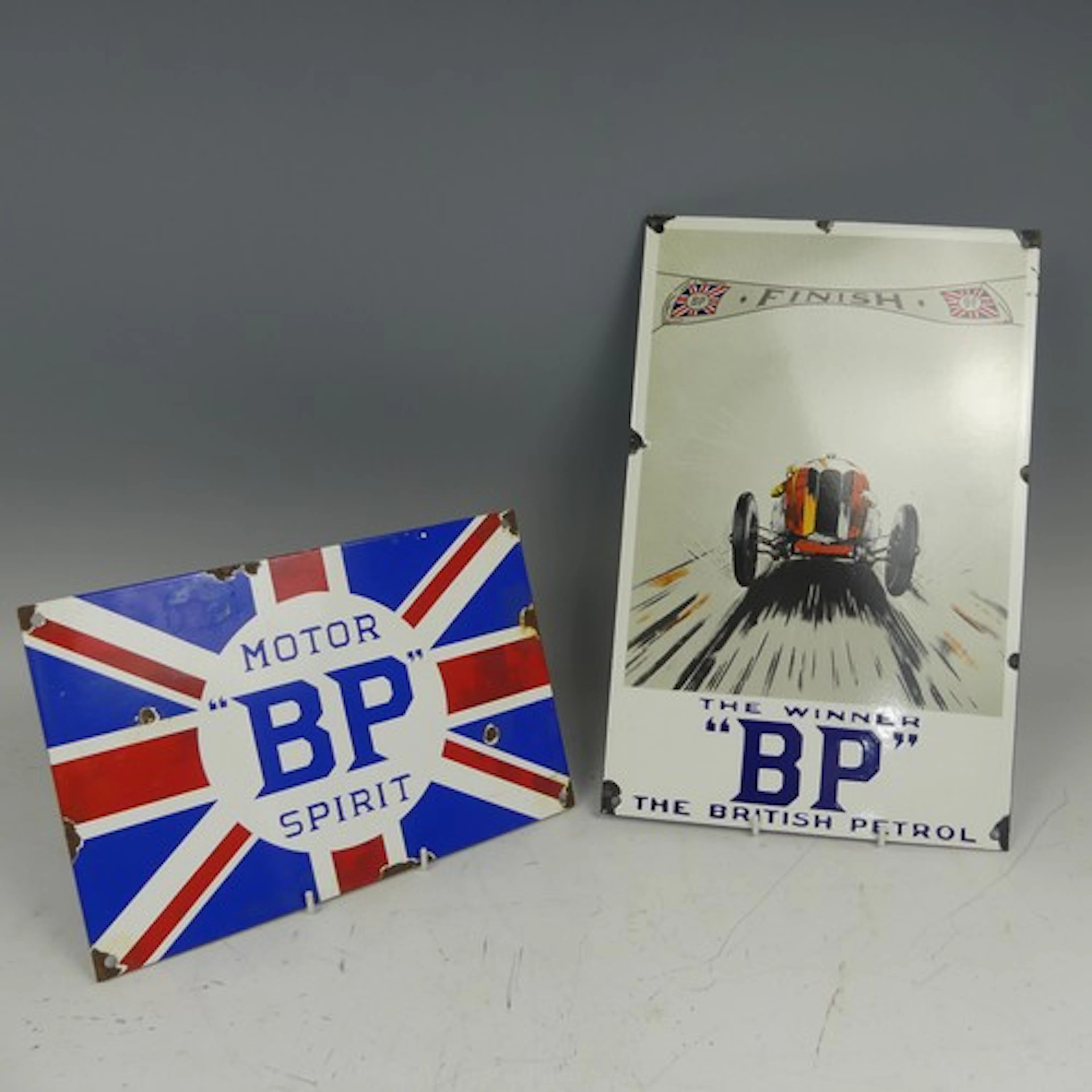 Two reproduction BP enamel Signs, 'The Winner BP The British...