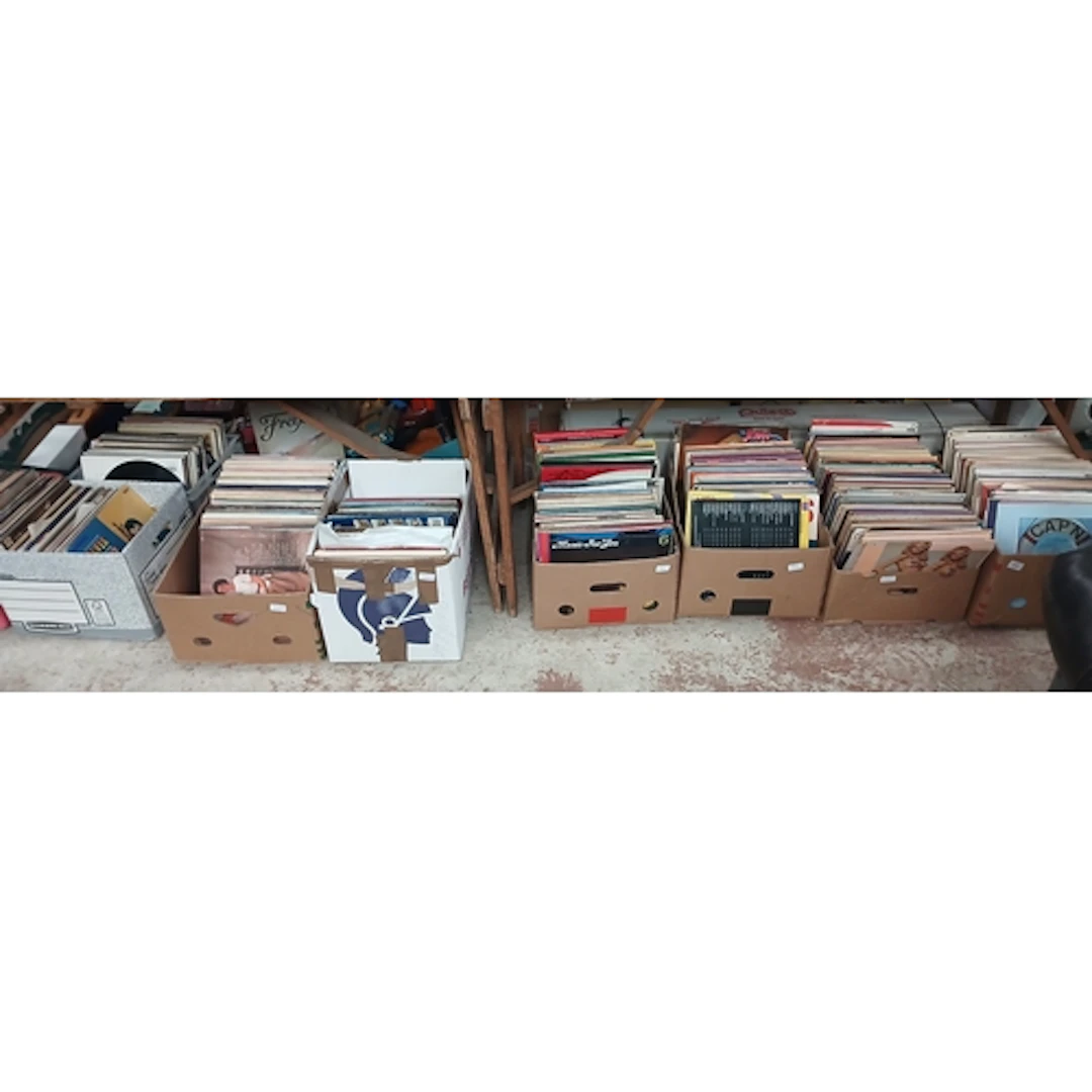 9 boxes of LP records, various genres.