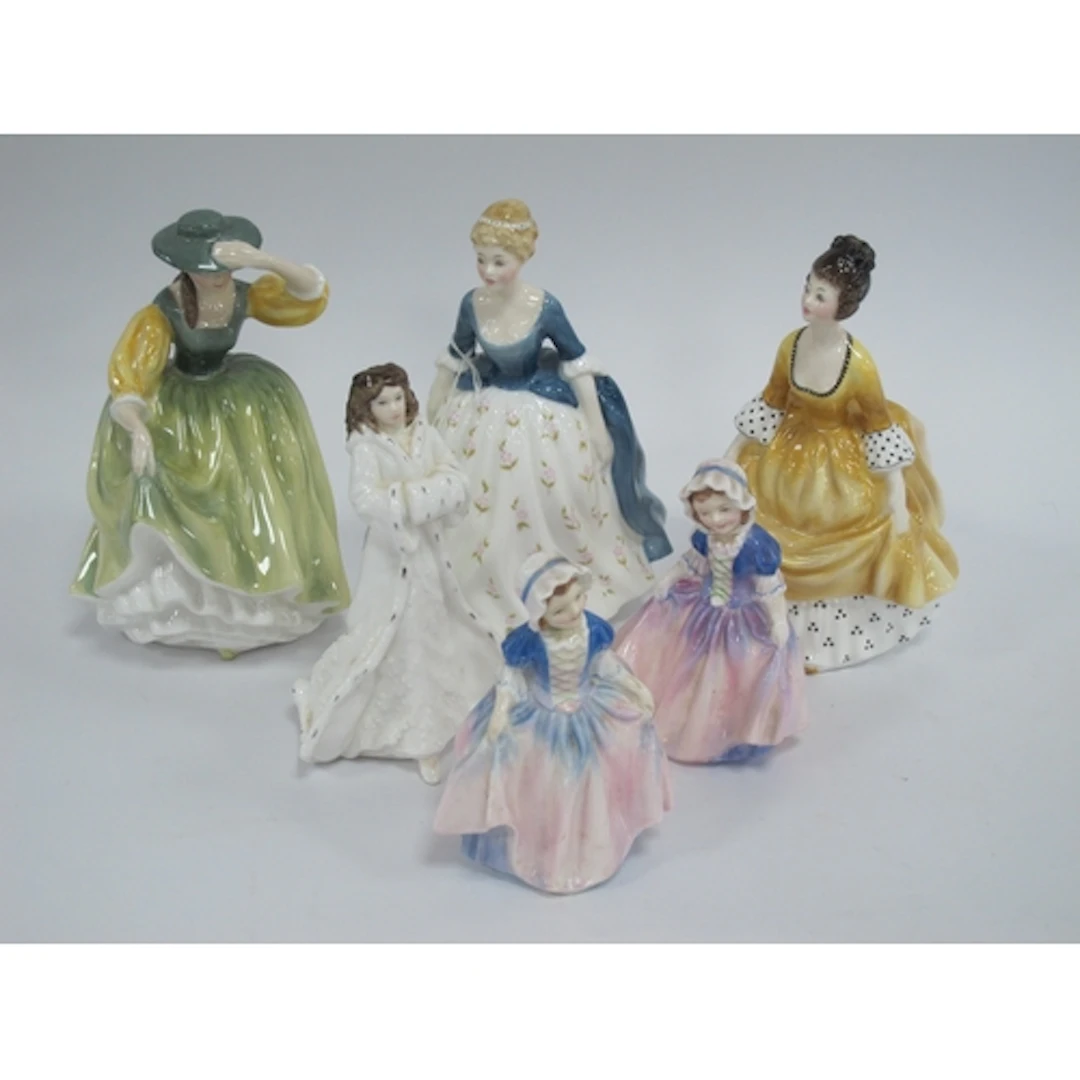 Six Royal Doulton Lady Figurines, the tallest 'Alison', 18.5...
