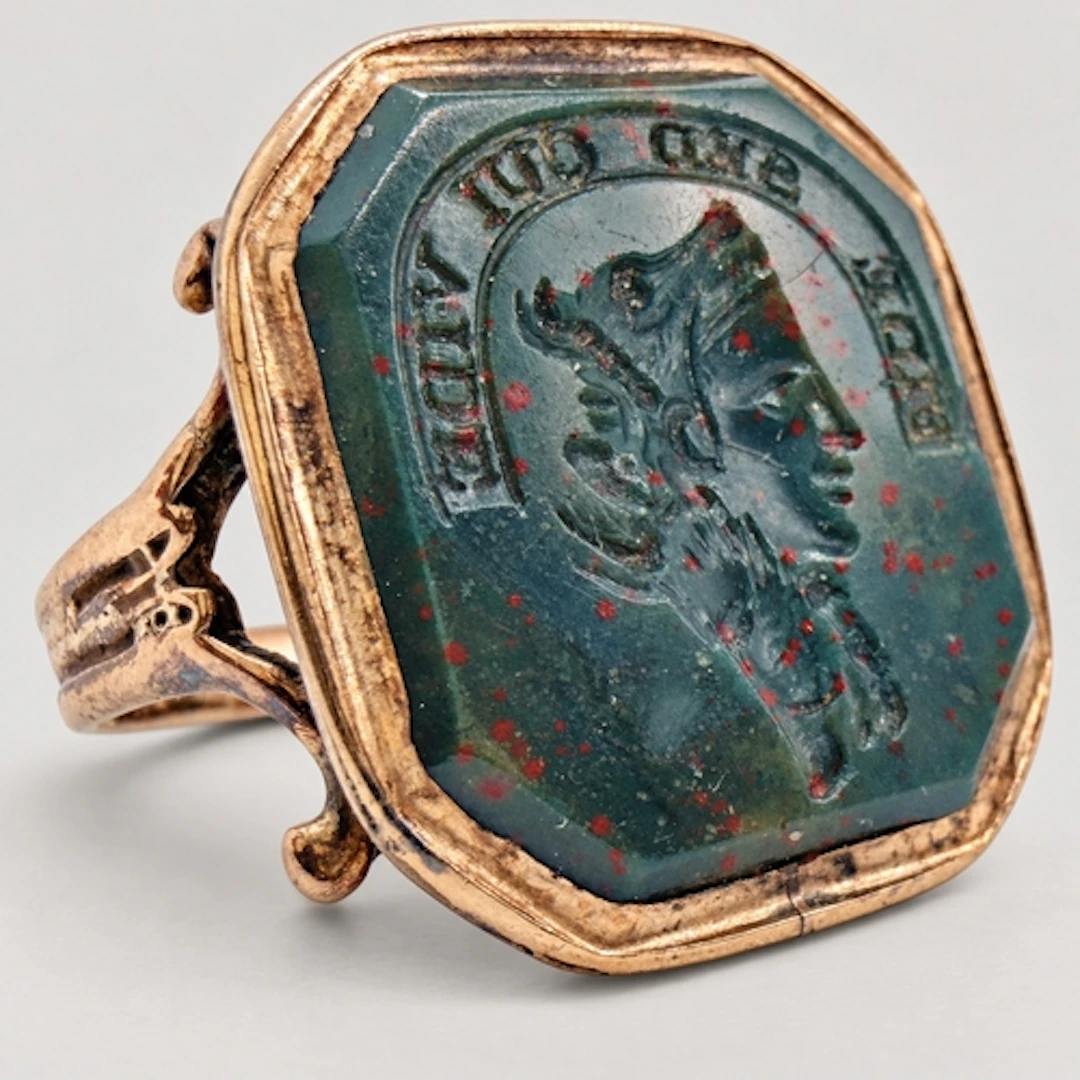 A Georgian gold and bloodstone gryllus intaglio ring England...