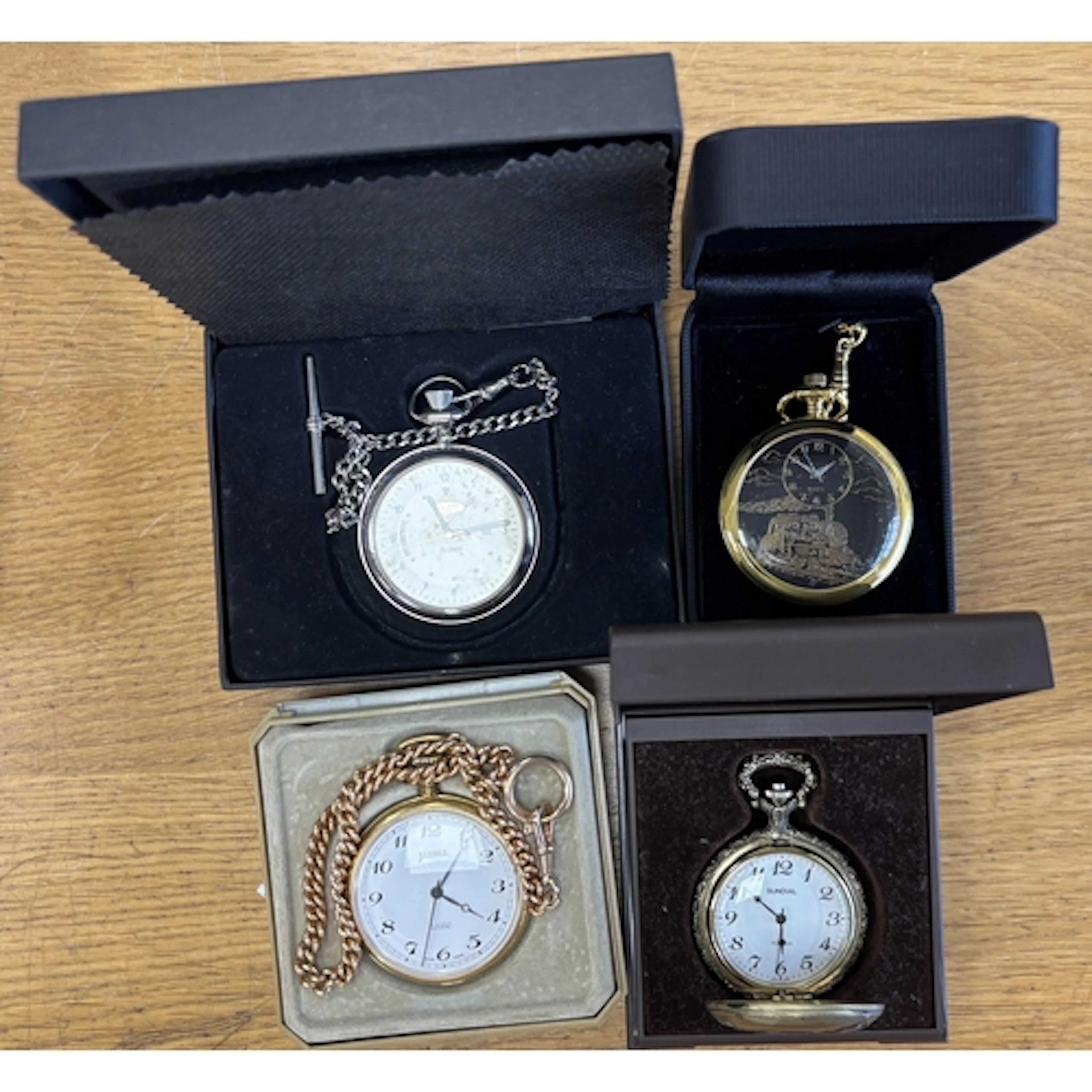 Collection of pocket watches, loose and in box, including wa...