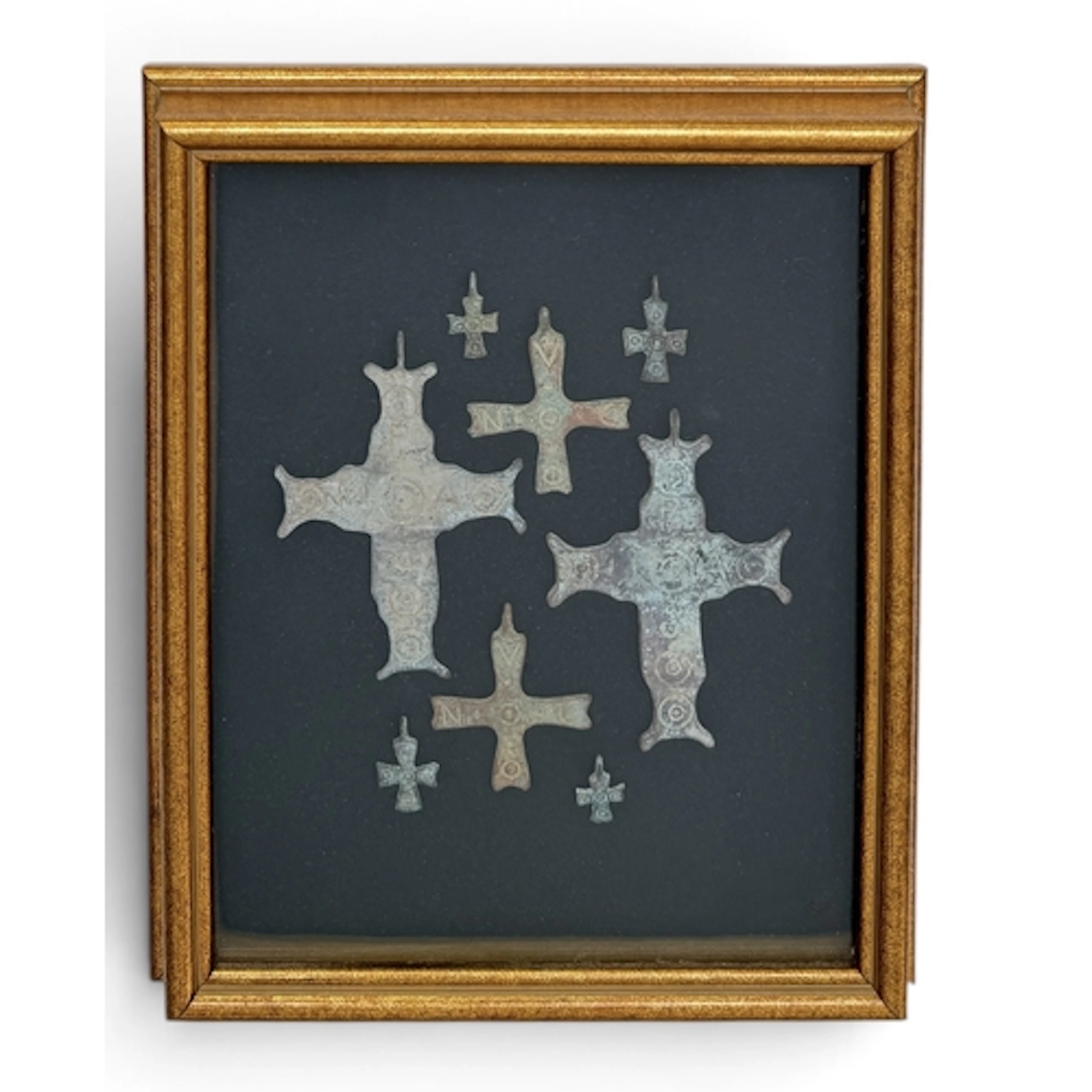 A GROUP OF EIGHT BRONZE BYZANTINE STYLE 'STIGMATA' CROSSES F...