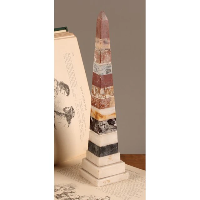 A 19th century Italian specimen marble library obelisk, 31.5...