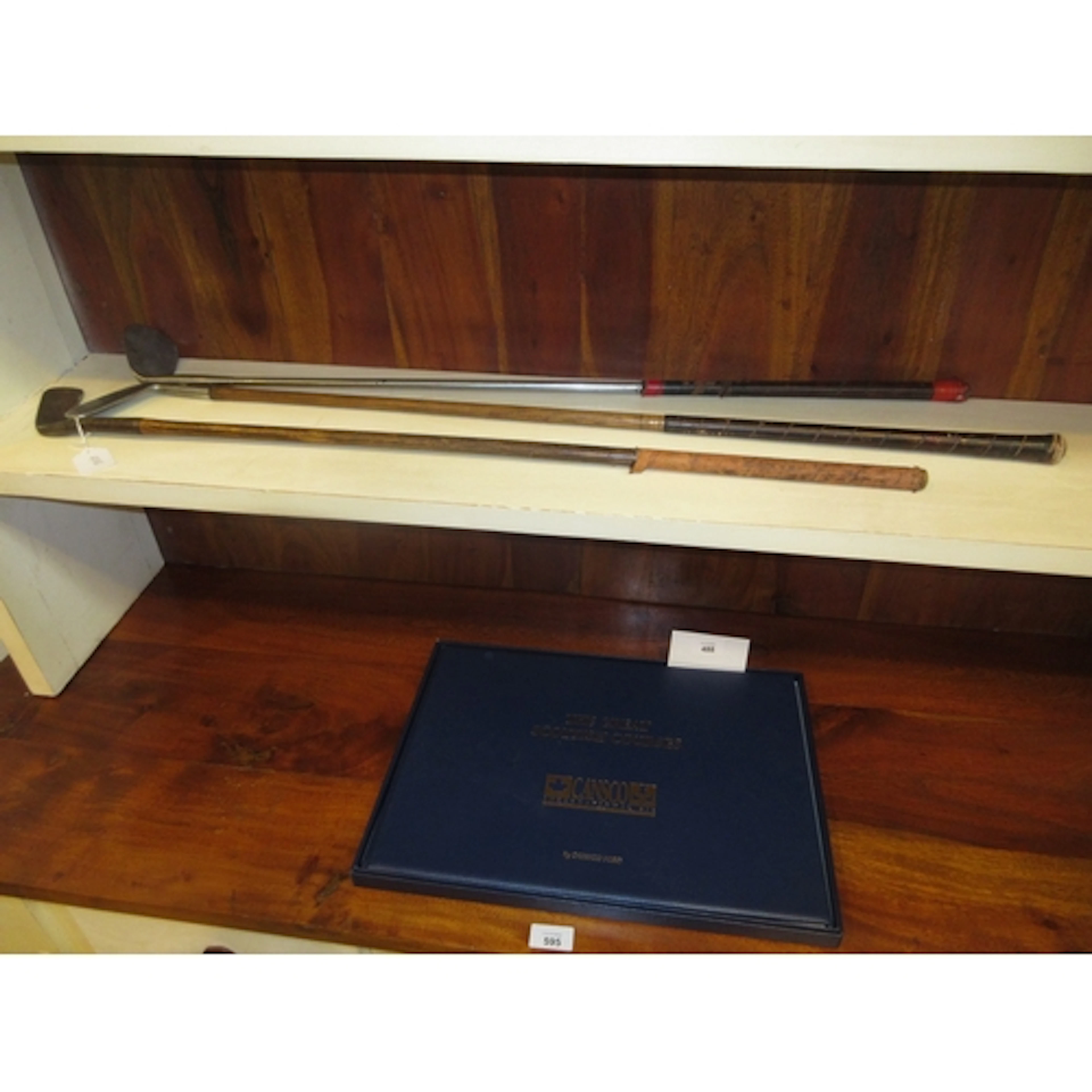 Three Vintage Golf Clubs and Book - The Great Scottish Cours...