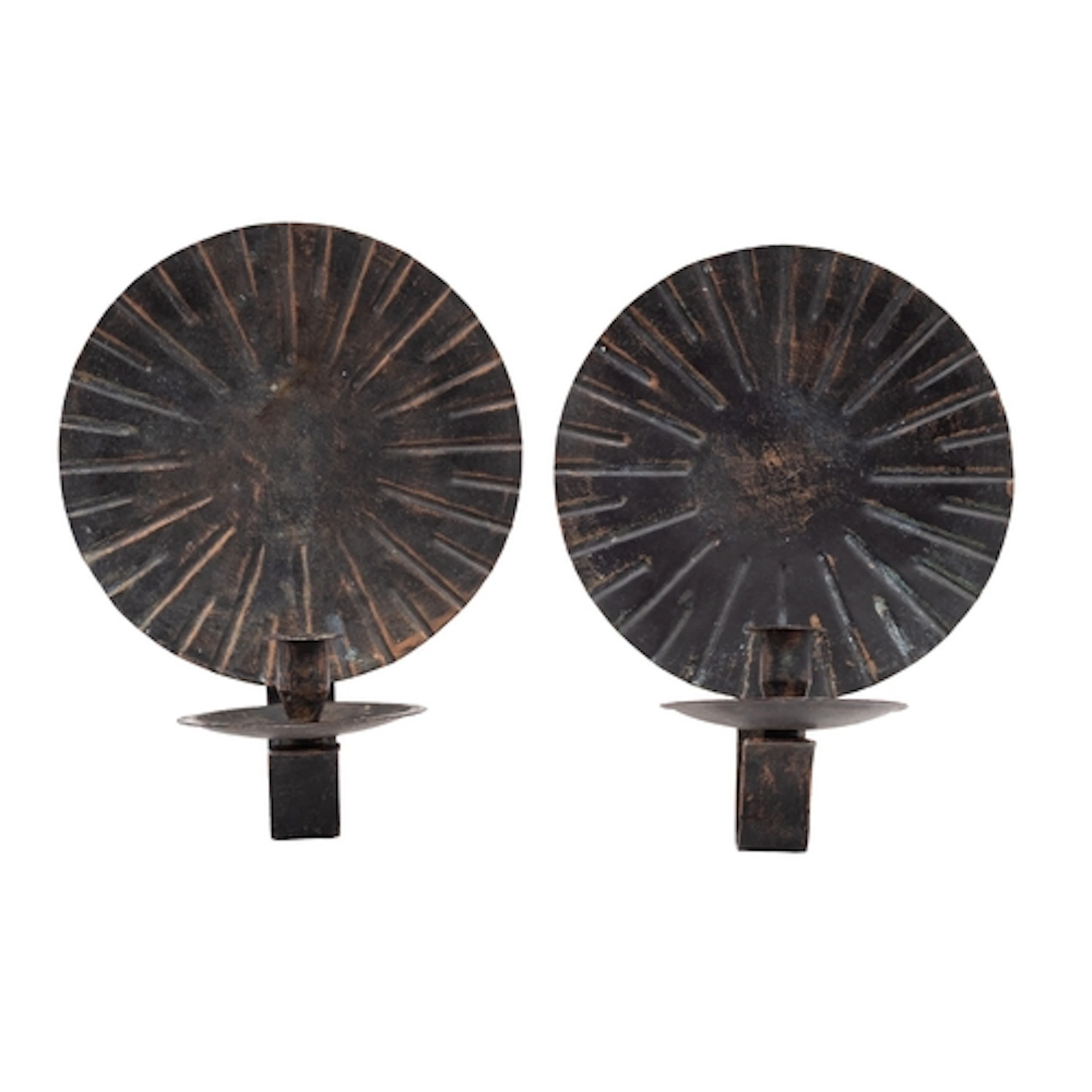 A pair of patinated copper wall appliques, second half 20th ...