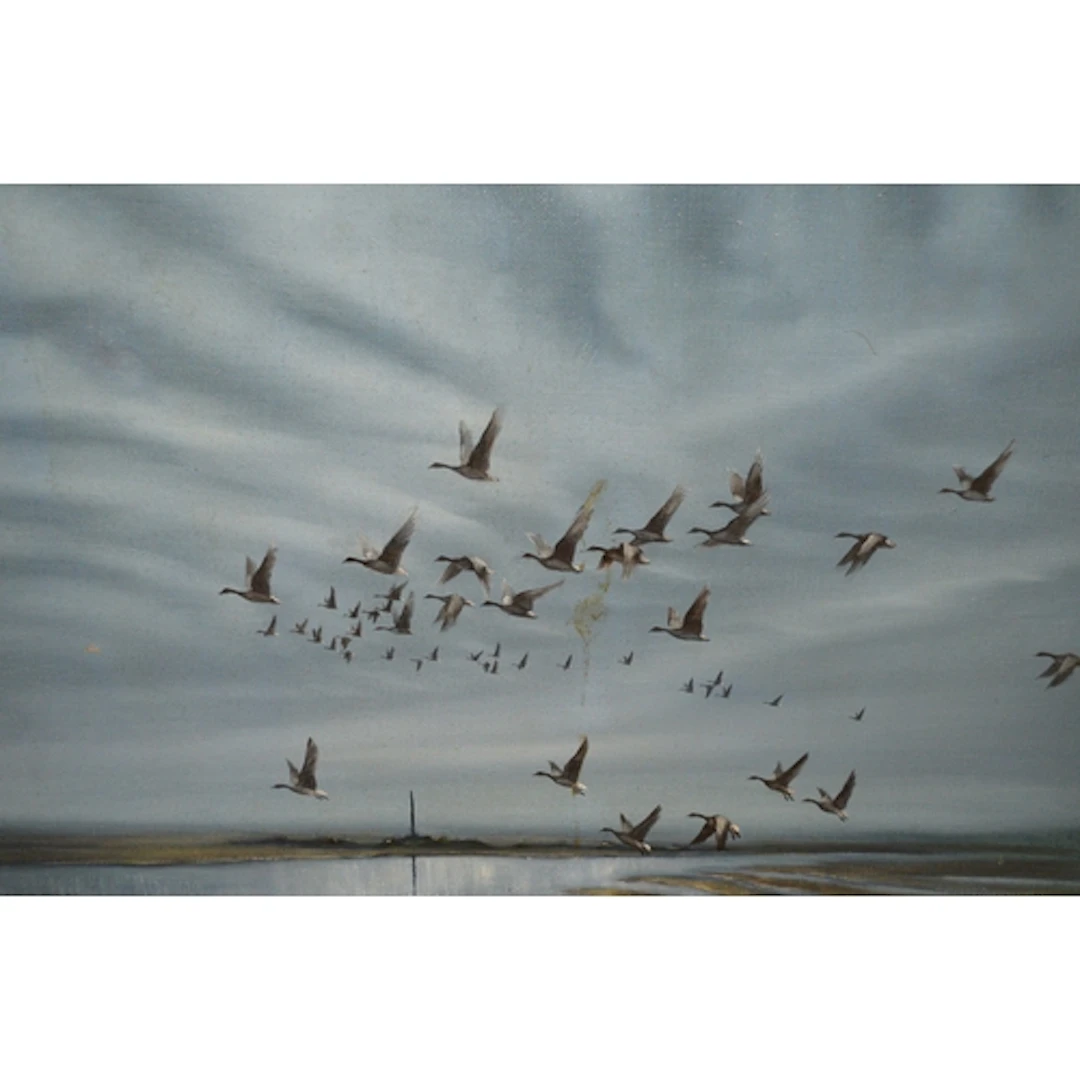 G. A. Chattaway, oil on canvas, geese inflight, dated '63, s...