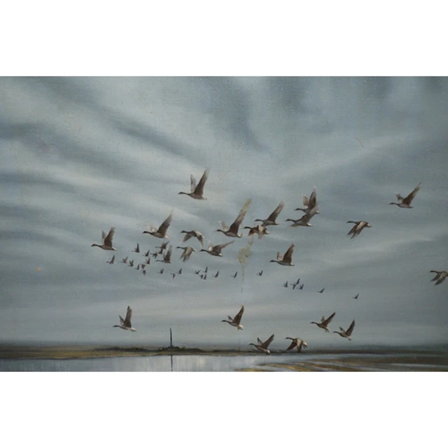 G. A. Chattaway, oil on canvas, geese inflight, dated '63, s...