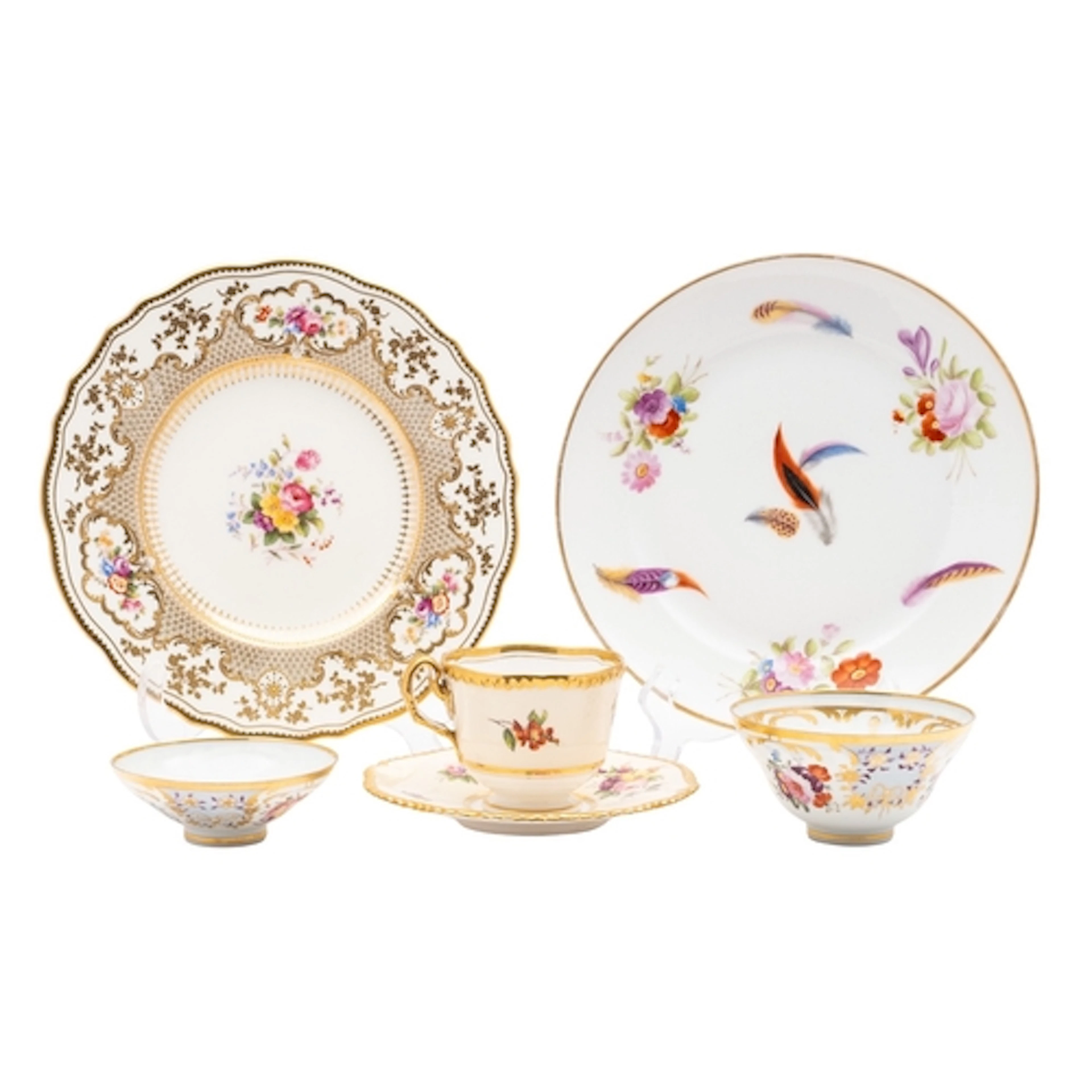 A mixed lot including a Royal Worcester pale yellow ground c...