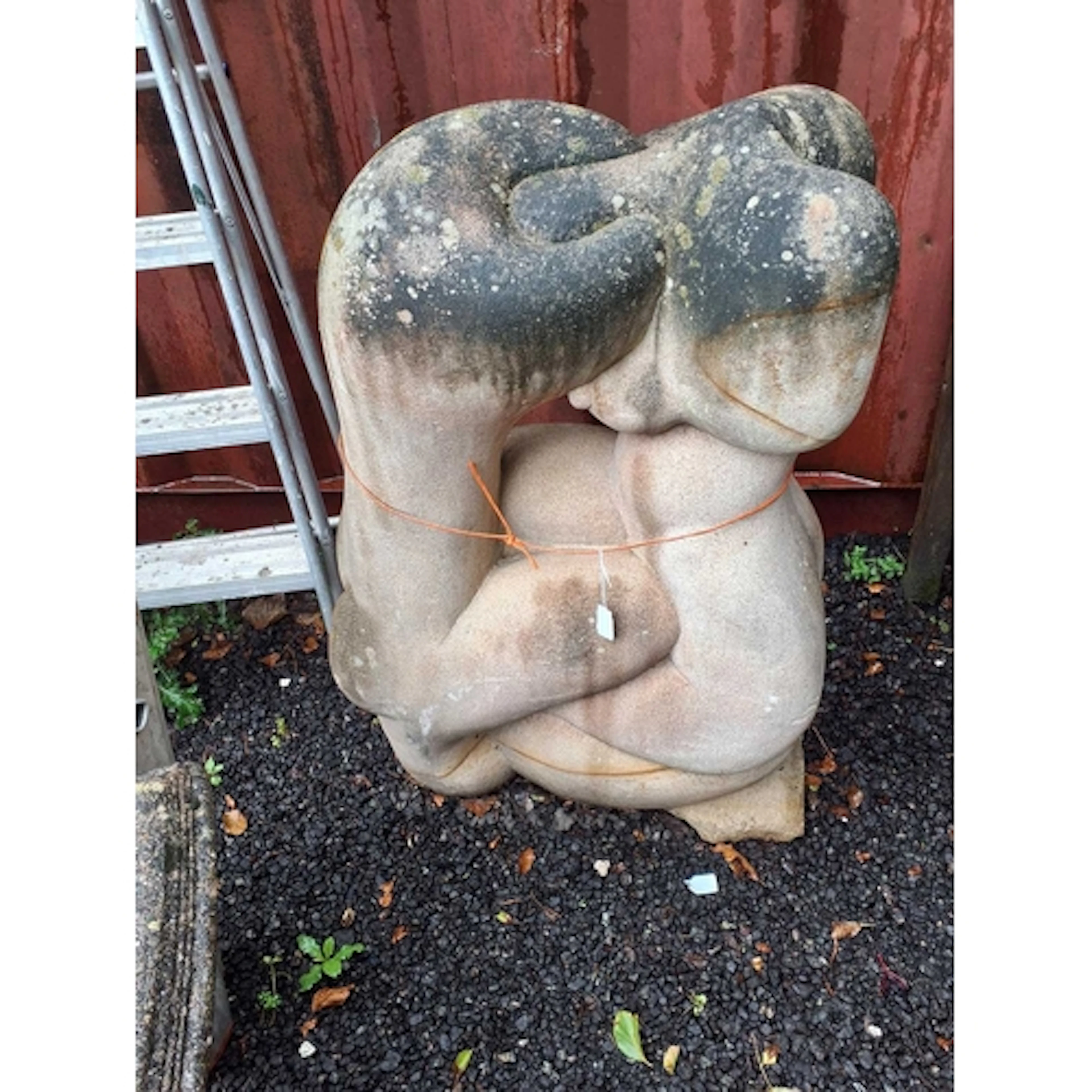 A WEATHERED CAST CONCRETE MODERN ART GARDEN SCULPTURE, in th...