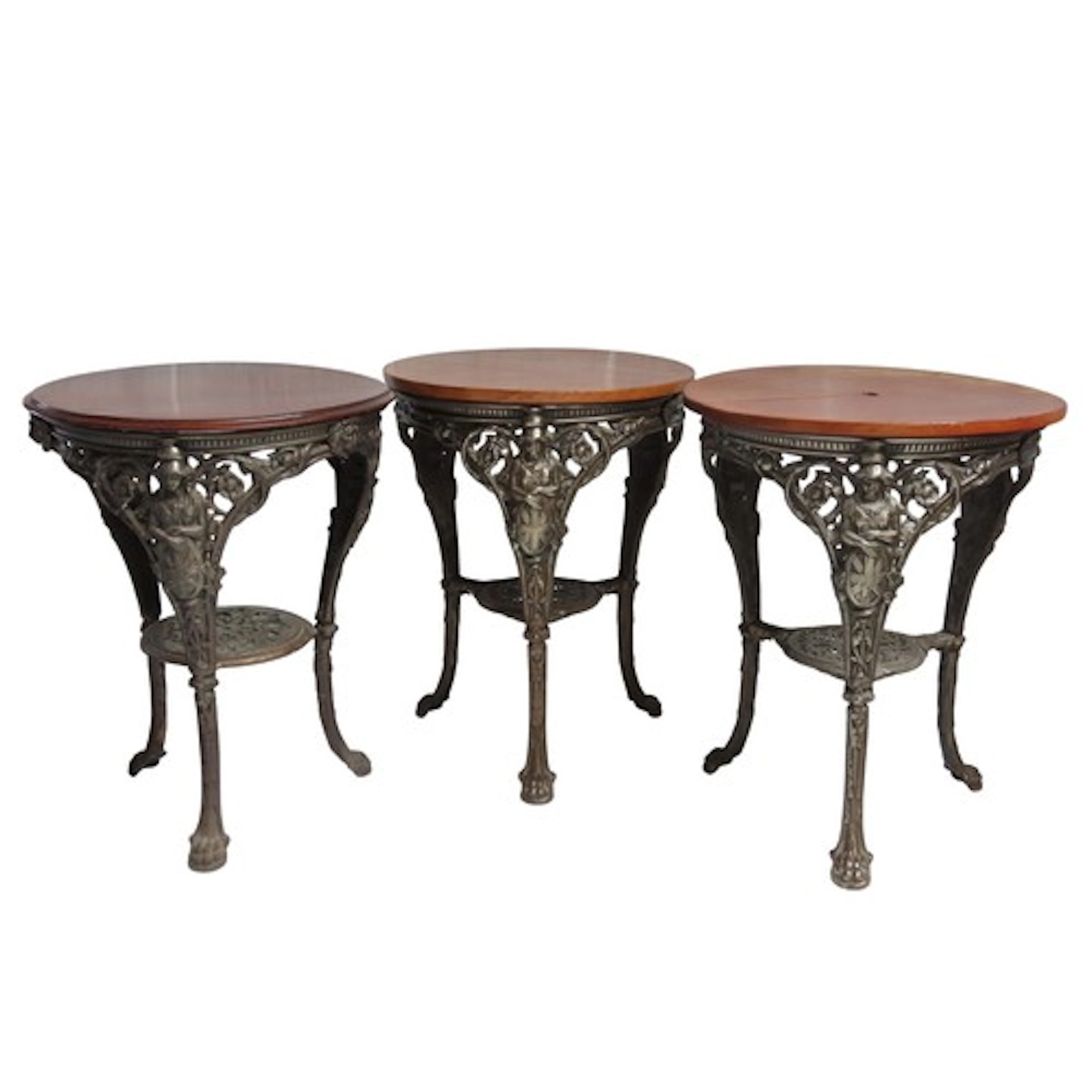 A GROUP OF THREE VICTORIAN-STYLE BRITANNIA TABLES with circu...