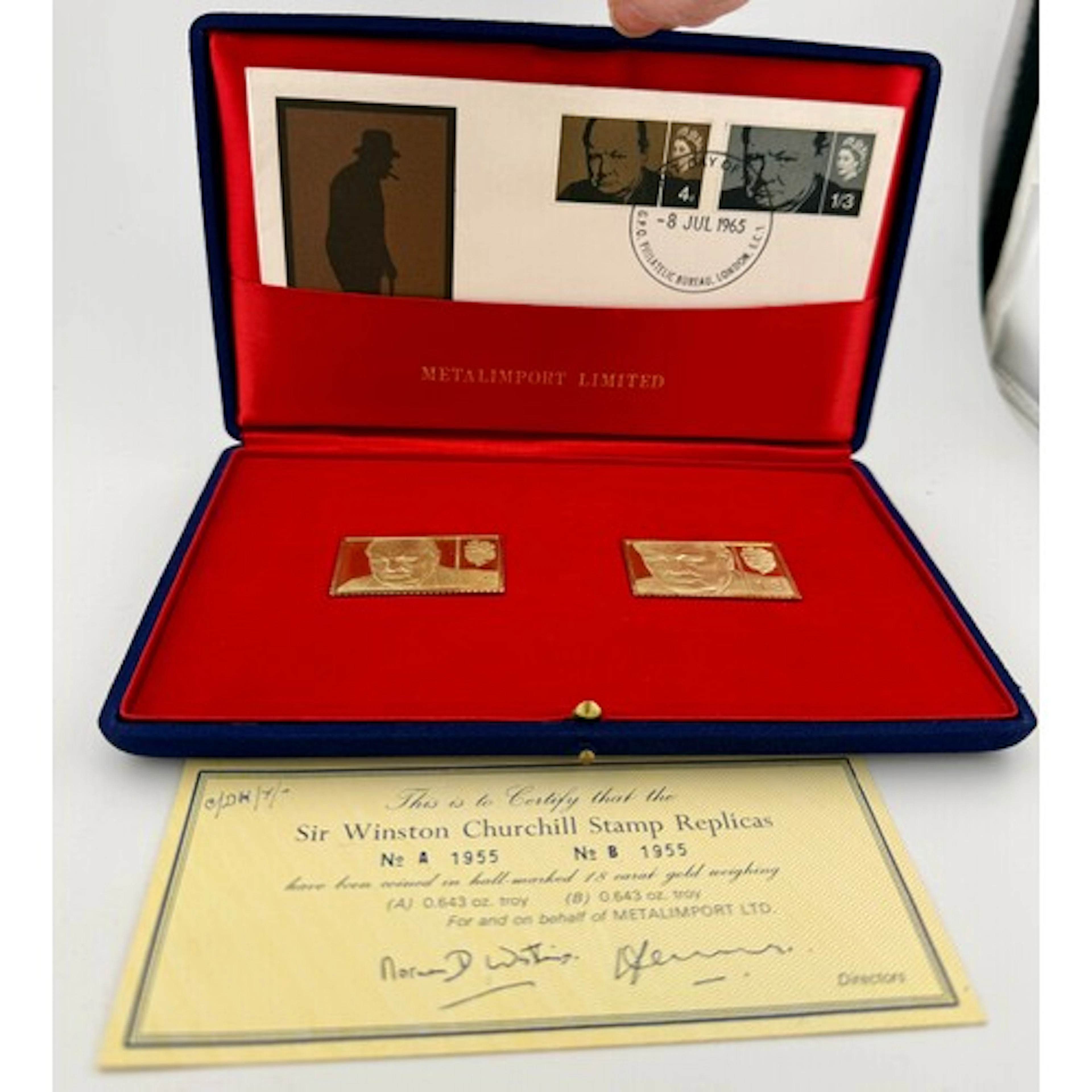 ’Sir Winston Churchill Stamp Replicas’ set of two 18 carat g...