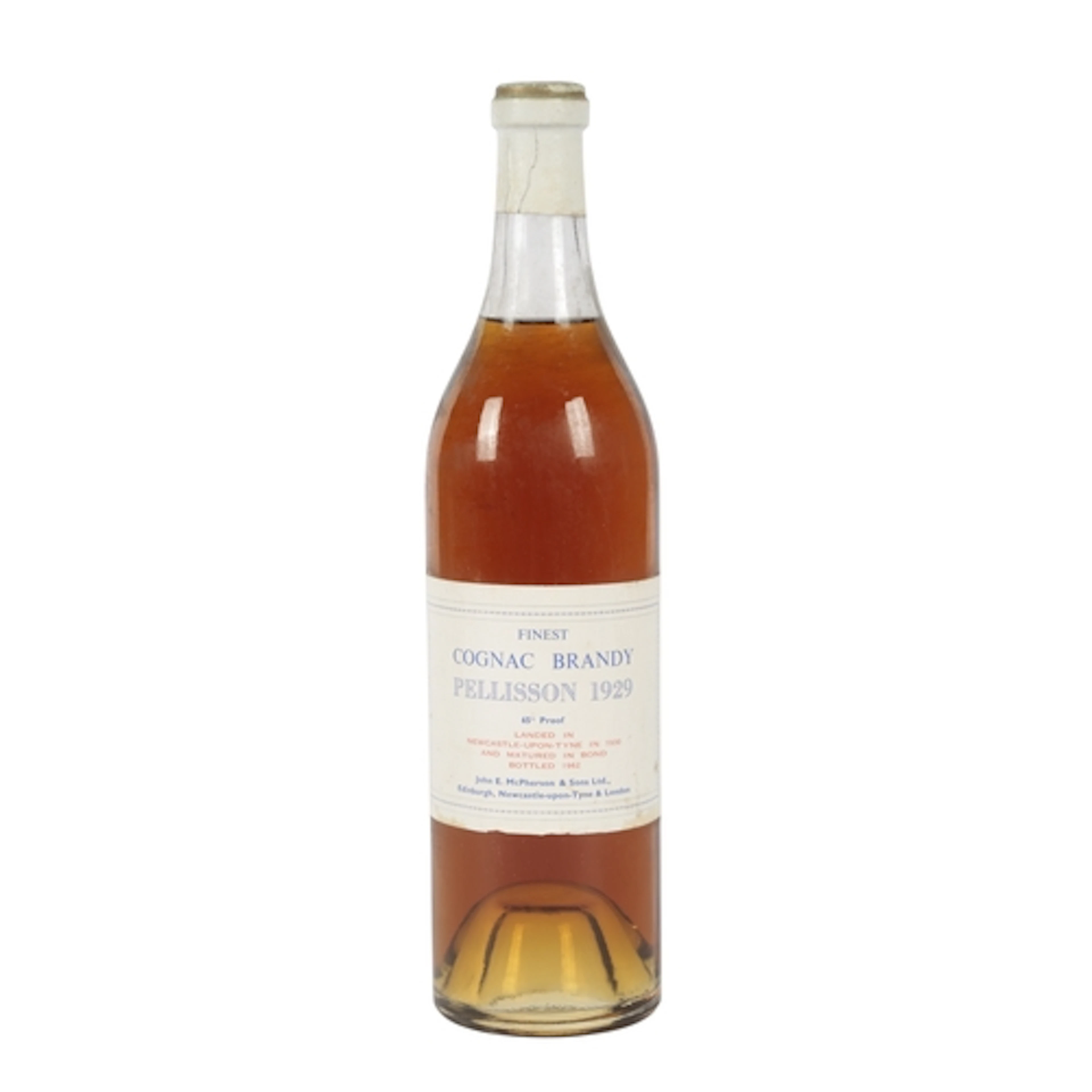 1929 Pellisson Finest Cognac Brandy, 65% proof Landed in New...