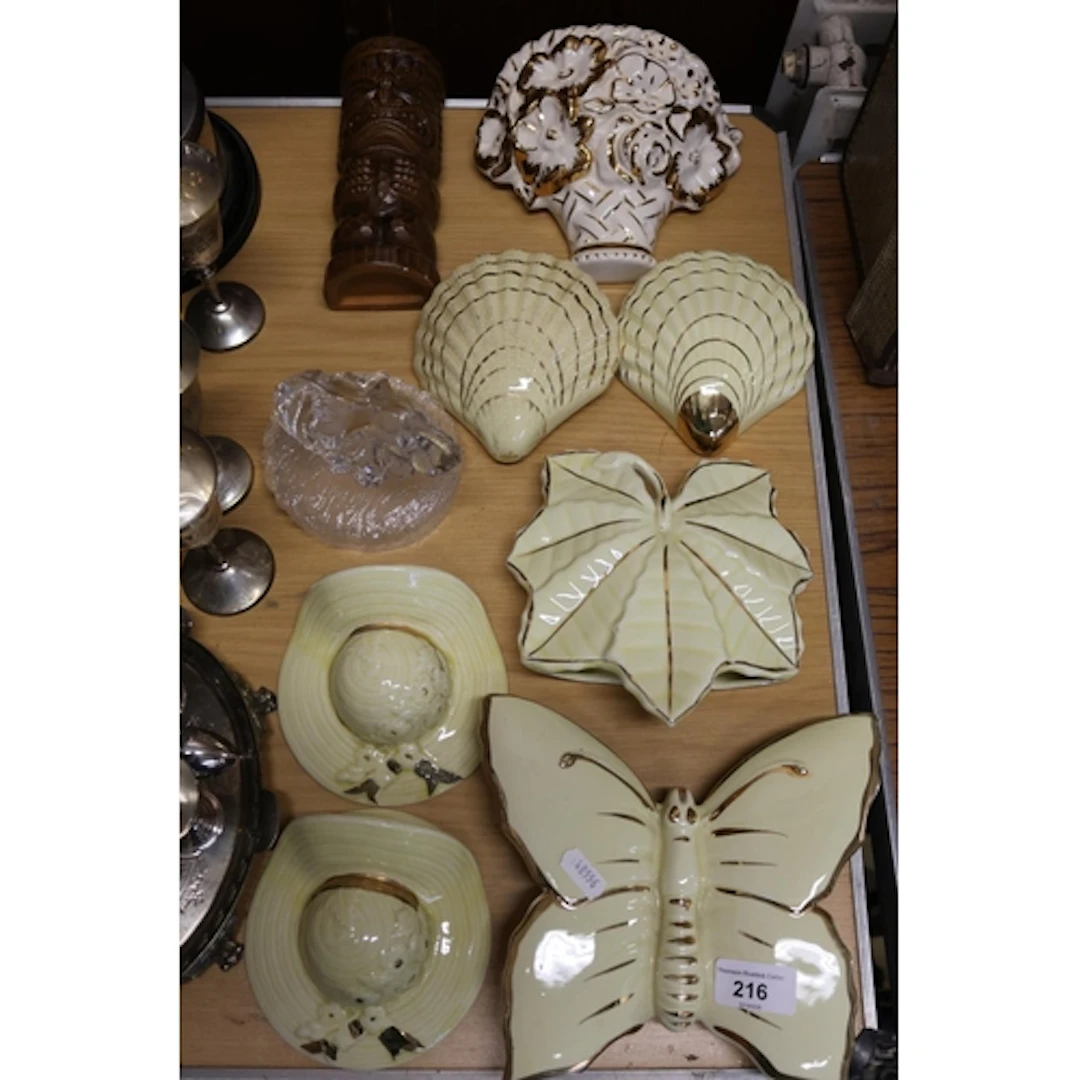 Ceramic wall pockets to include a Kensington basket of flowe...