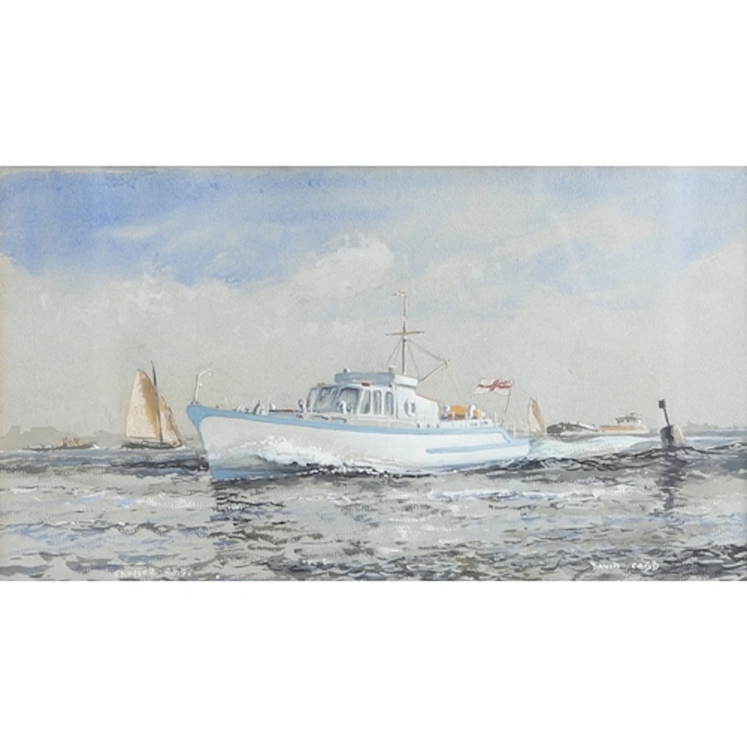 DAVID COBB (1921-2014). THE YACHT 'SKOMER'. (d) Watercolour ...