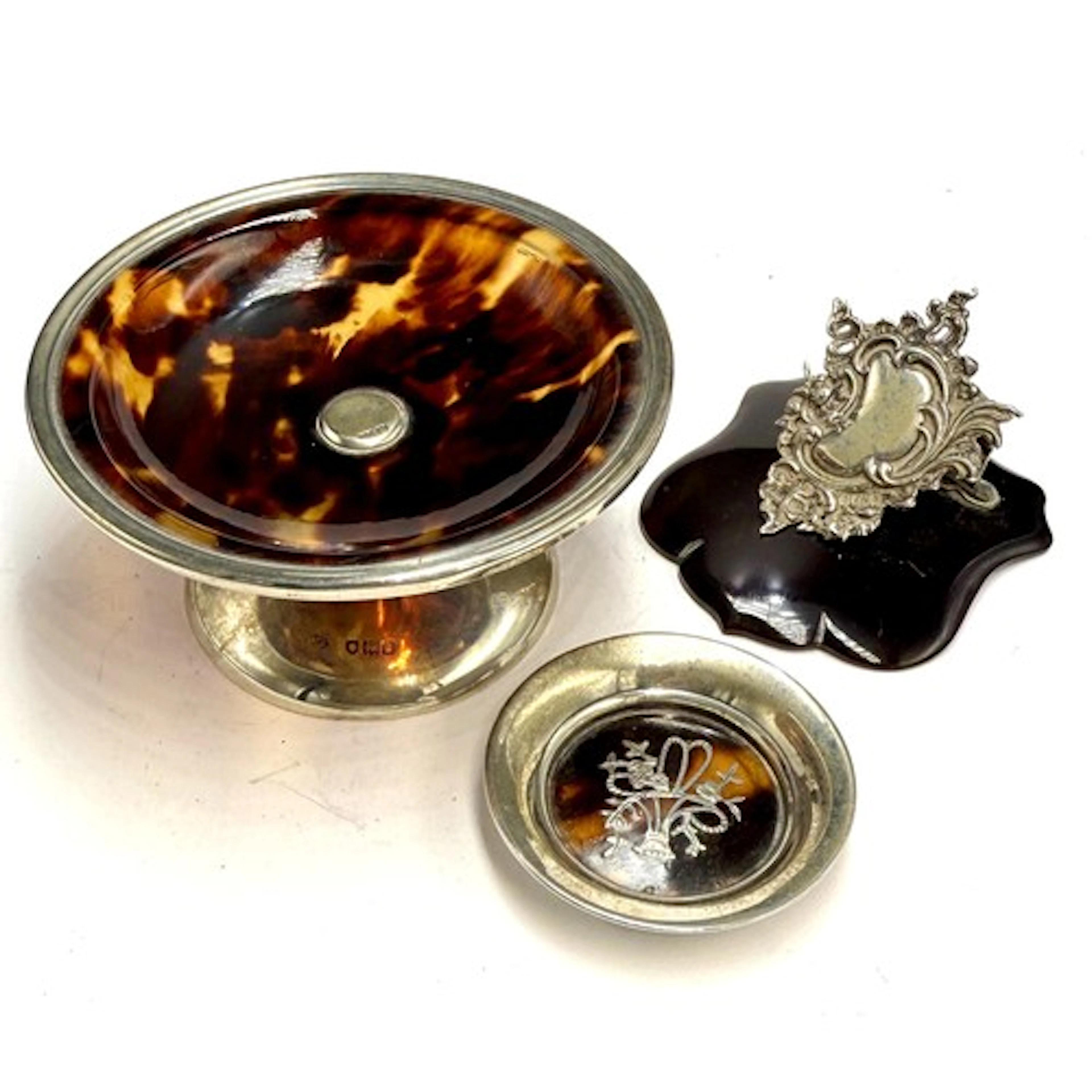 Hallmarked silver and tortoiseshell to include miniature ped...