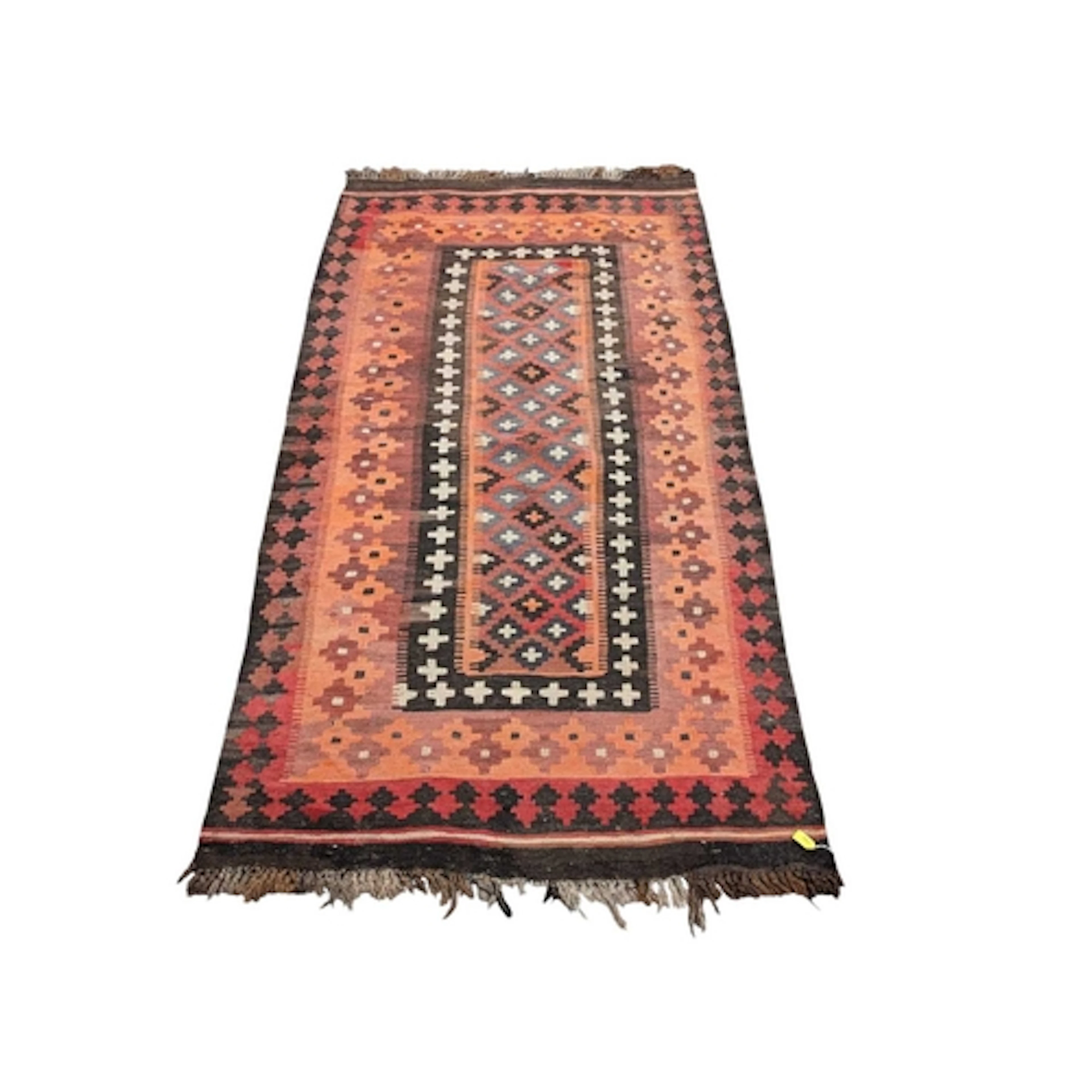 A vintage 20th century Turkish Kilim carpet floor rug. In a ...