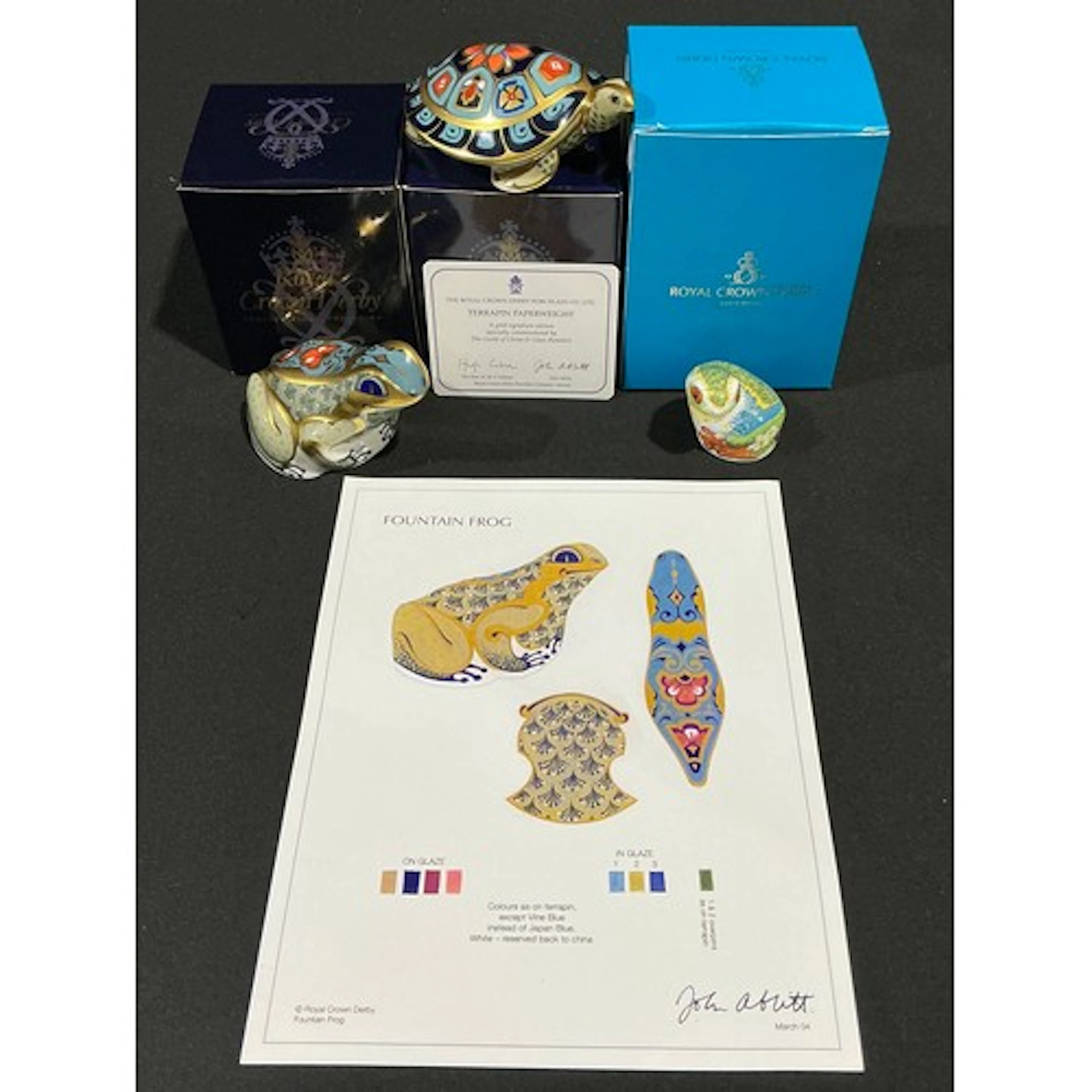 A Royal Crown Derby paperweight, Terrapin, gold signature ed...