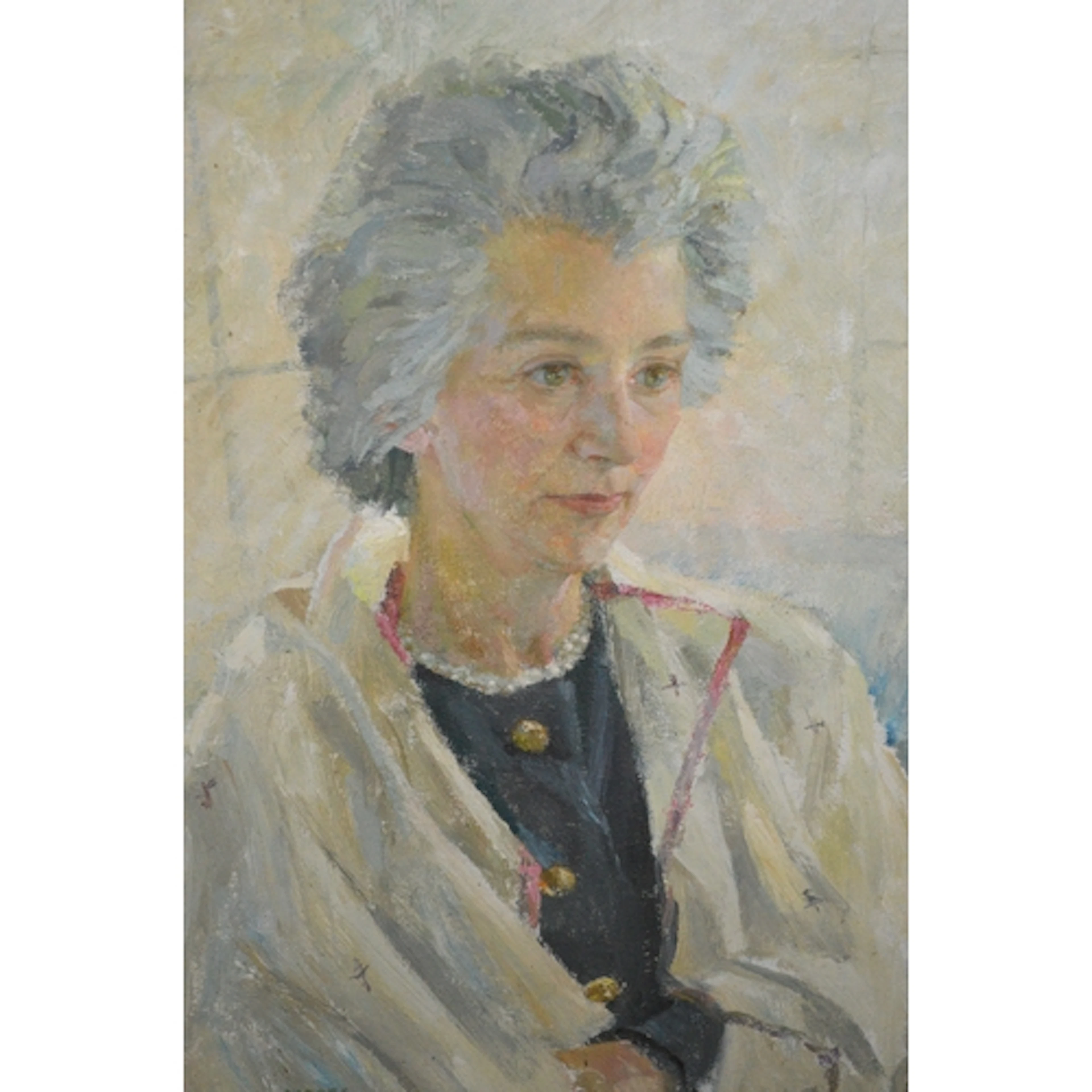 Brenda Moore, 20th Century oil on canvas, portrait of a seat...