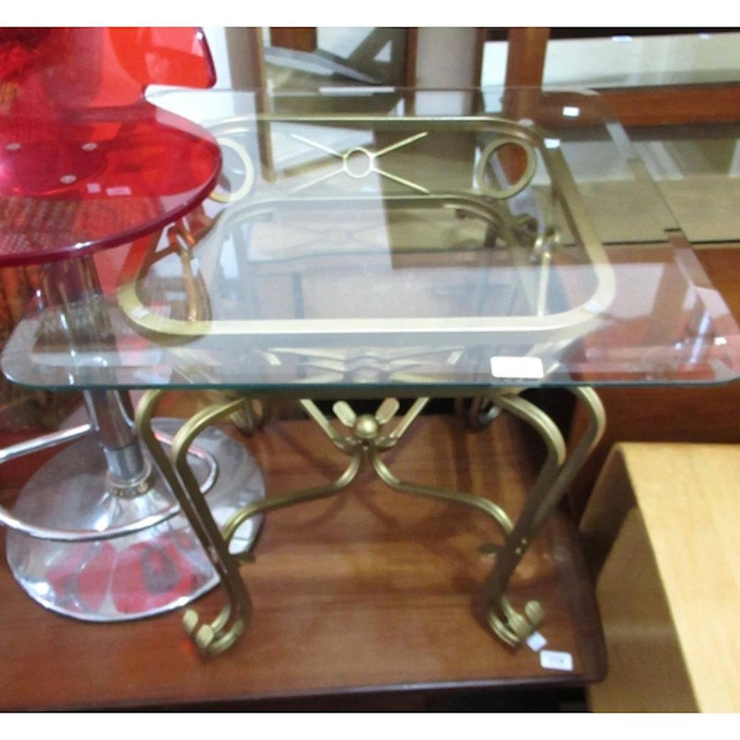 Late 20th Century gilt metal and glass coffee table, of ' Ho...