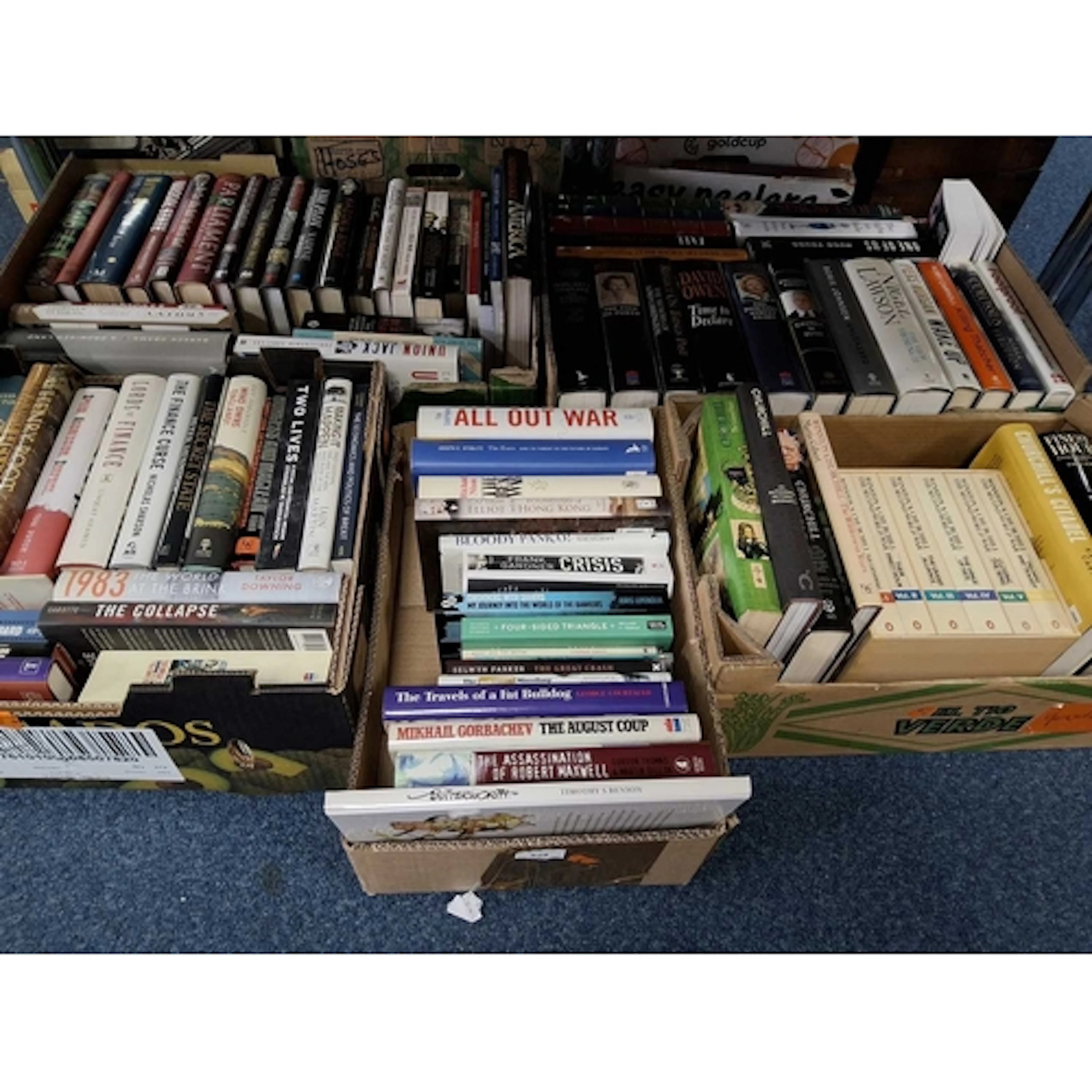 FIVE BOXES OF BOOKS ON RECENT HISTORY to include books on Mi...