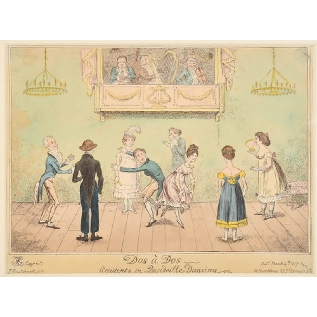 George Cruikshank (1792-1878) British. "Dos a Dos", Etching,...