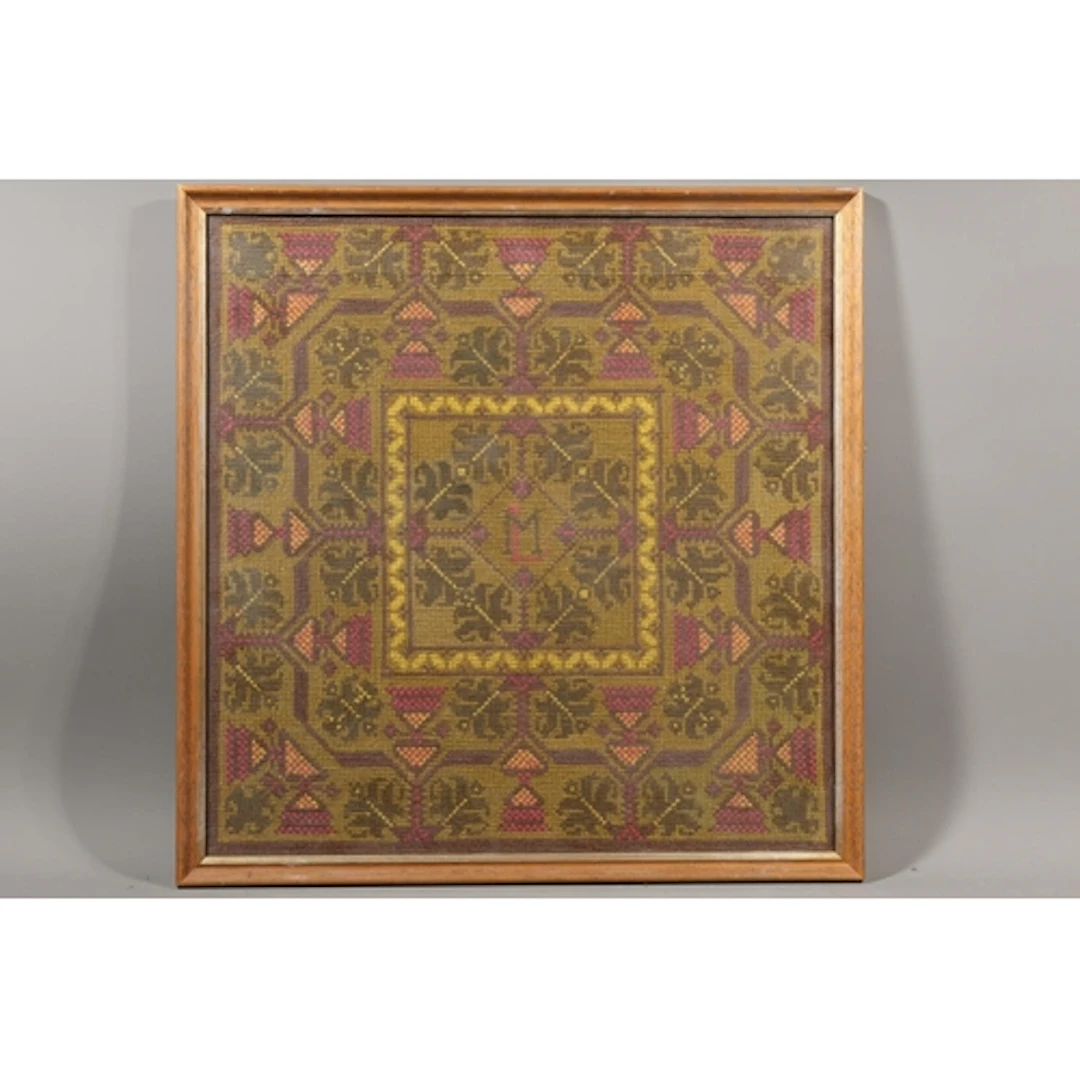 URSULA PHILIP, needlework textile panel, signed and dated 19...