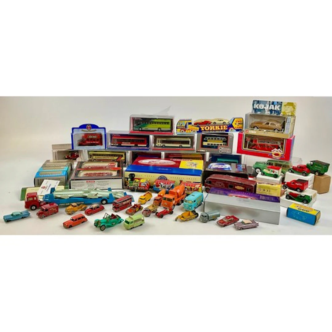 Play worn diecast vehicles including a Corgi Major Toys carr...
