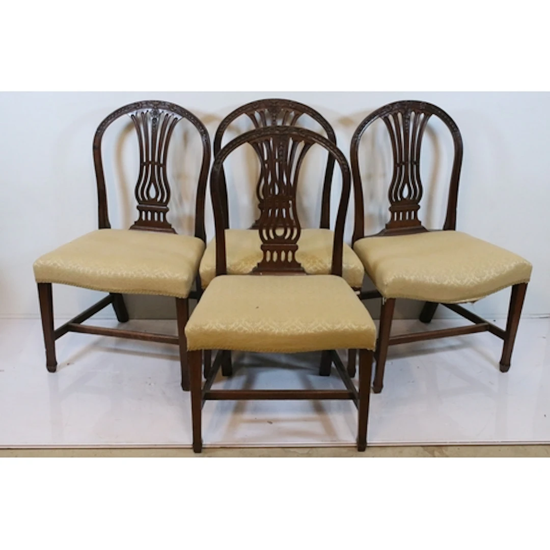 Set of four 19th century mahogany dining chairs, comprising ...