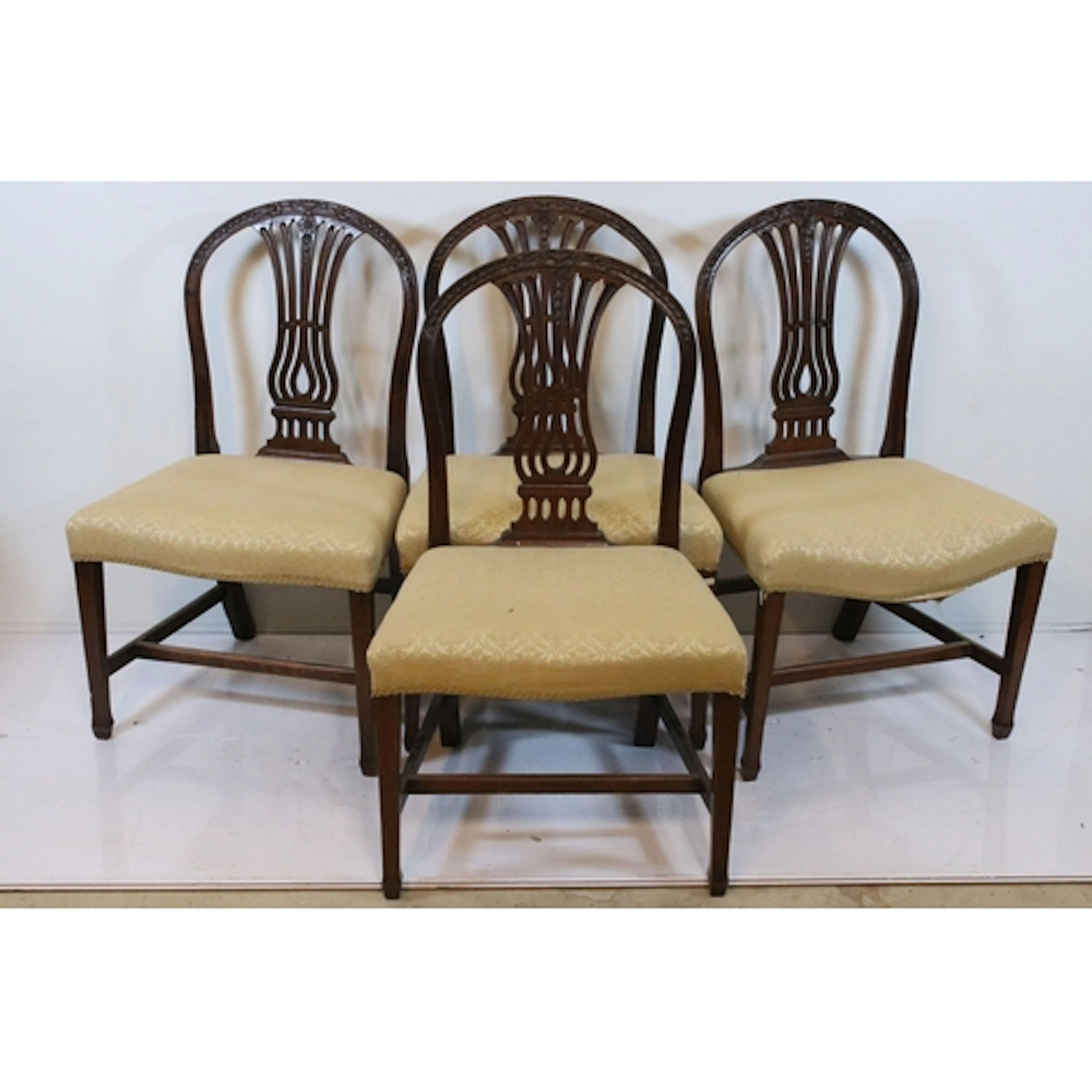 Set of four 19th century mahogany dining chairs, comprising ...