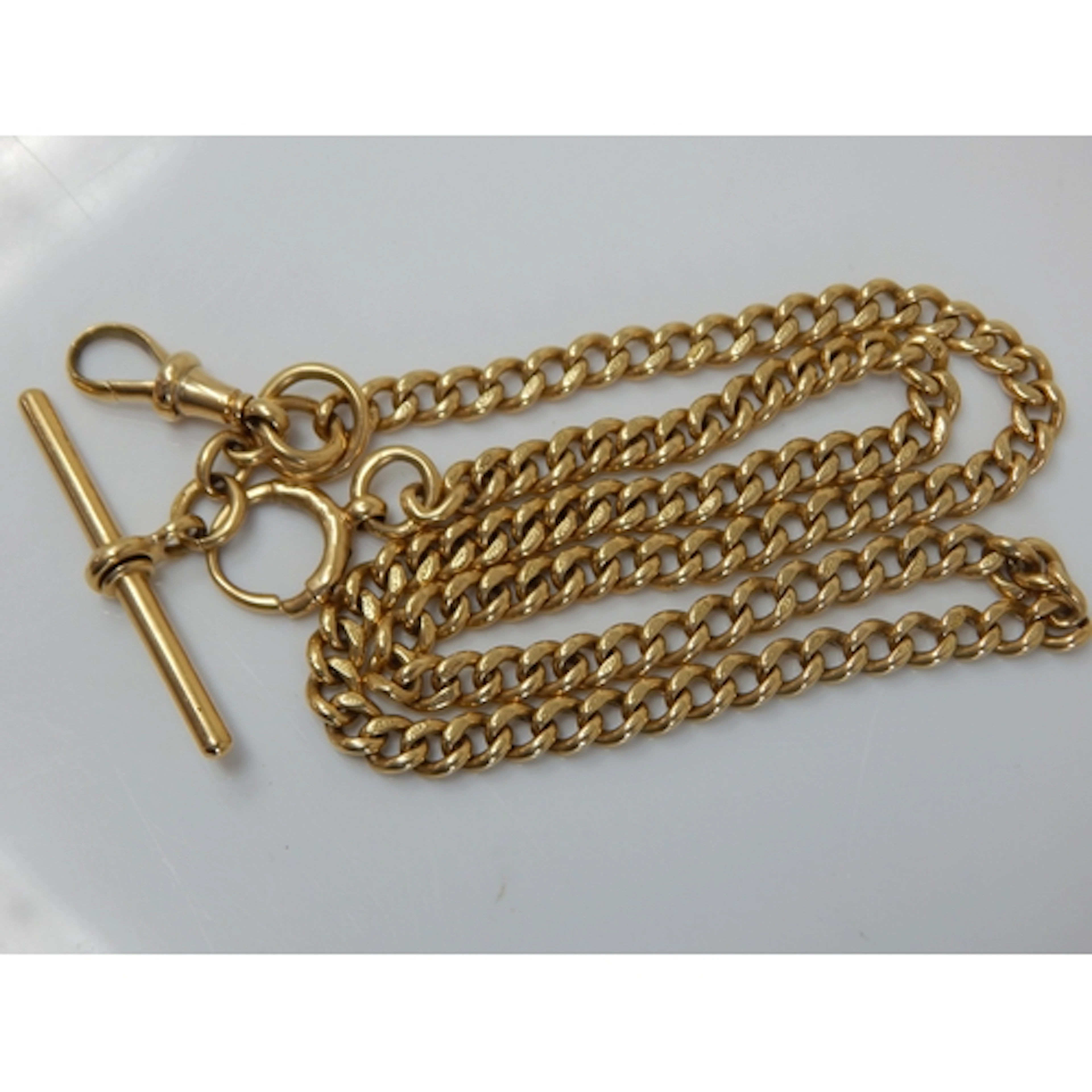 18ct Gold Albert Chain with T-Bar & Clip: Length 48cm: Weigh...