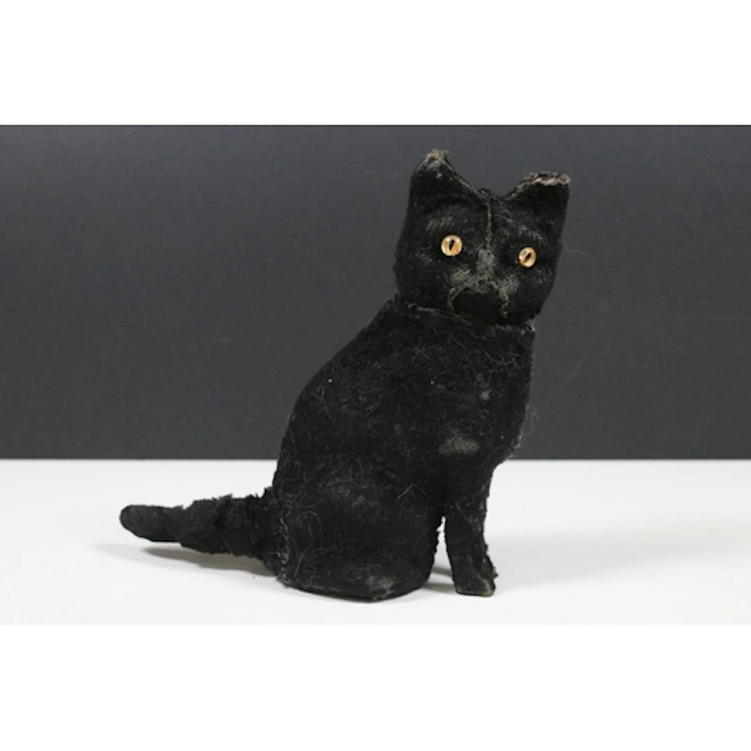 Mid 20th C clockwork black cat, with key and 'Foreign' stick...