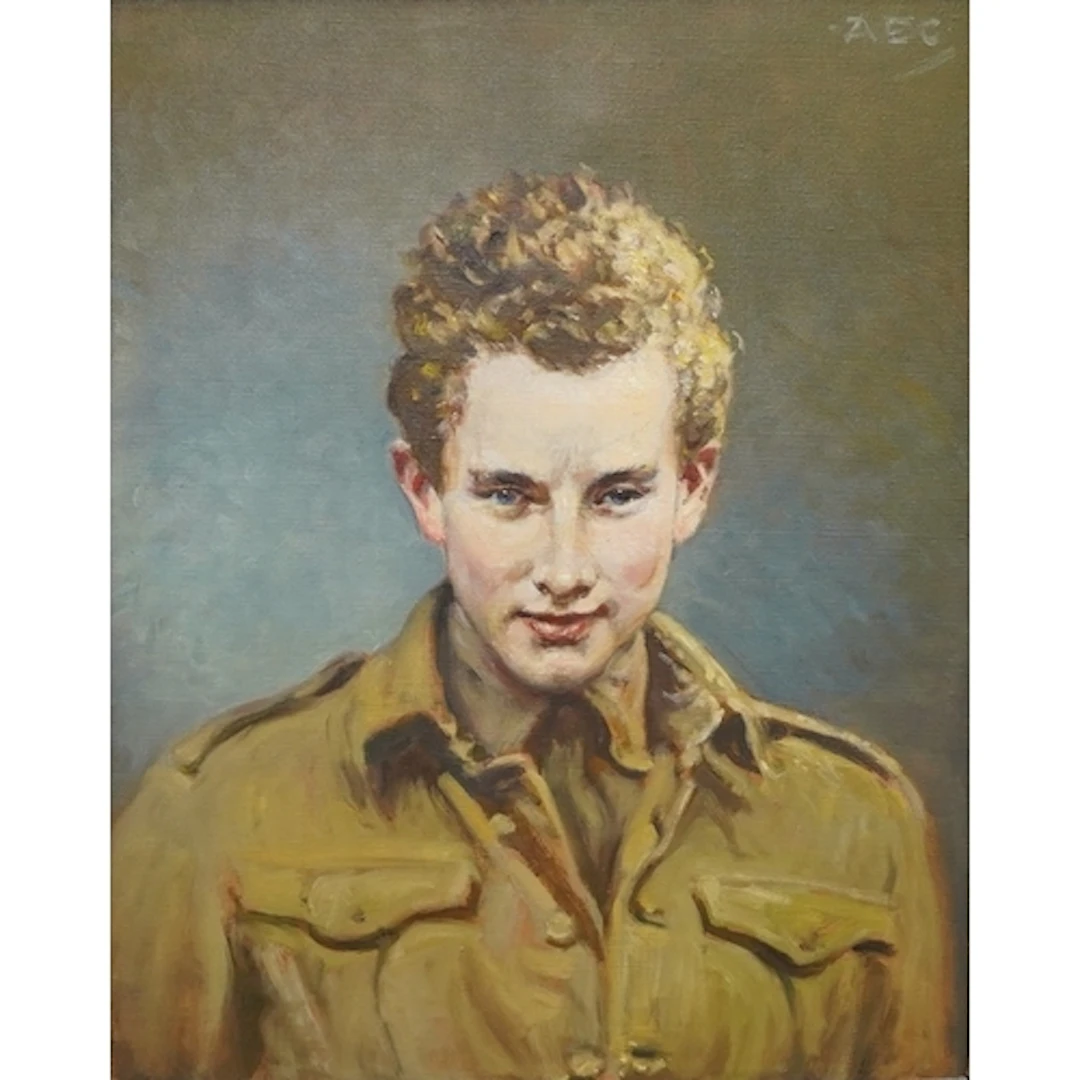 AEC monogrammist , portrait of a young soldier, oil on canva...