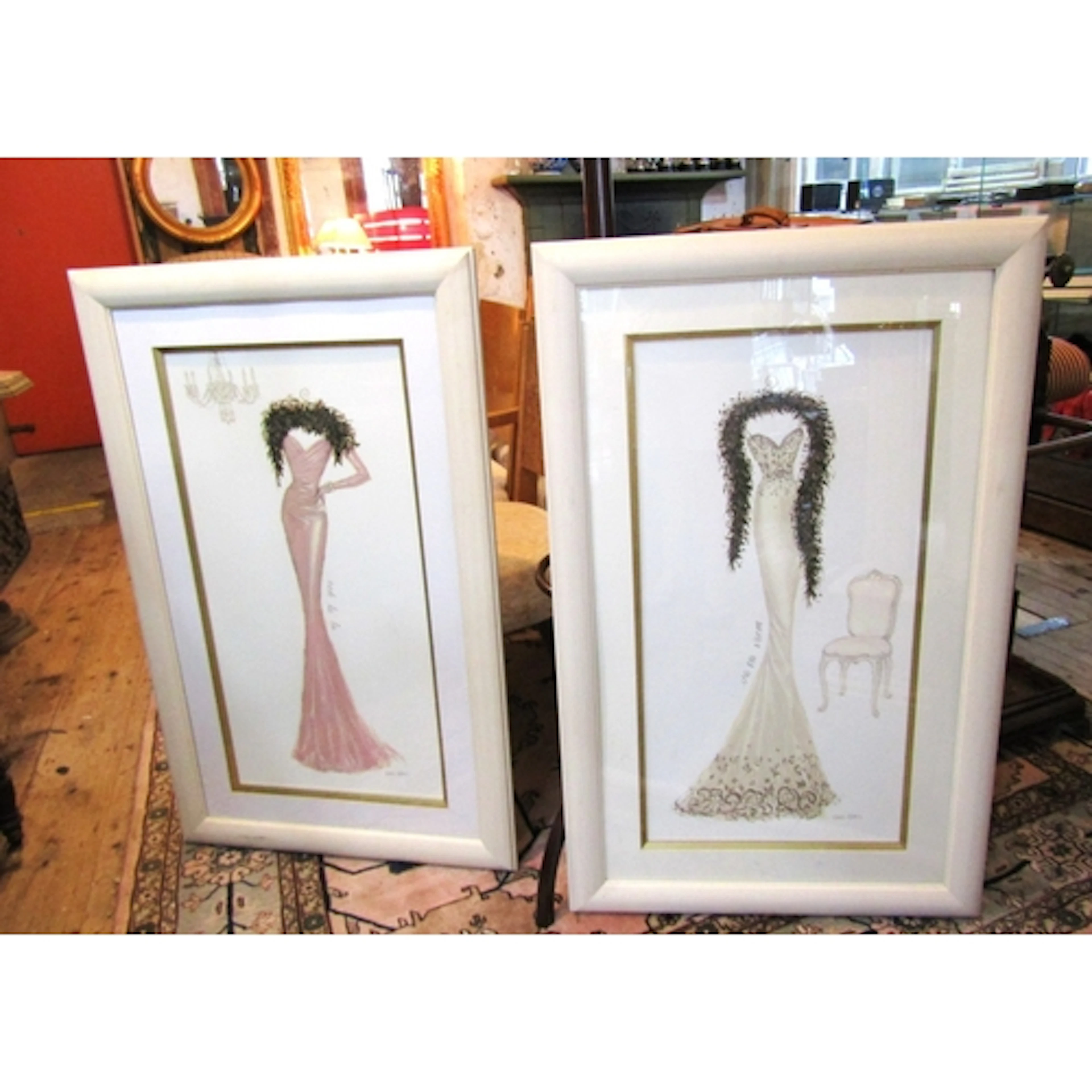 Emily Adams Pair of Fashion Fine Art Lithographs Contained ...