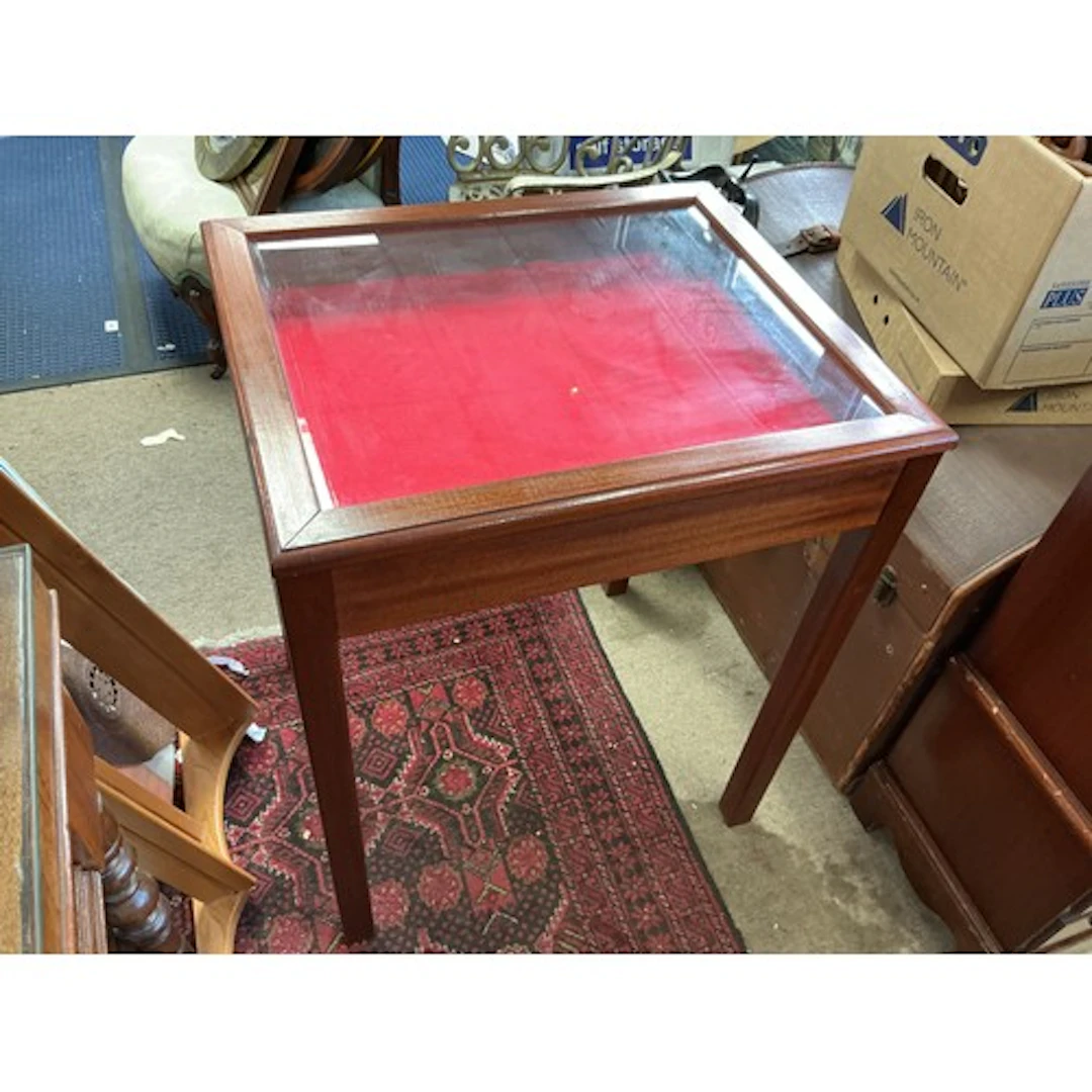 A mahogany display case, approx height 76.5cm.