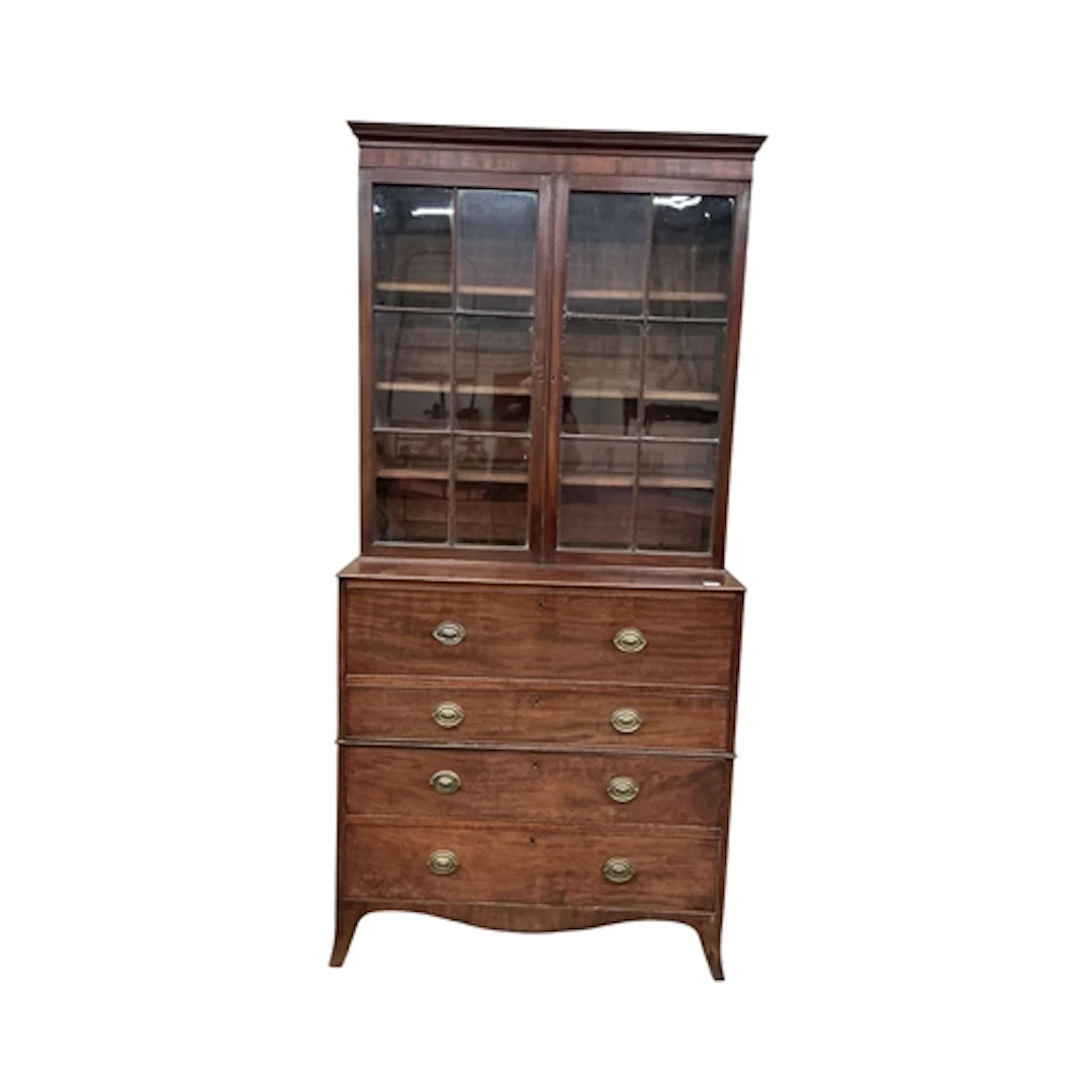 A George III mahogany secretaire bookcase, width 108cm, dept...
