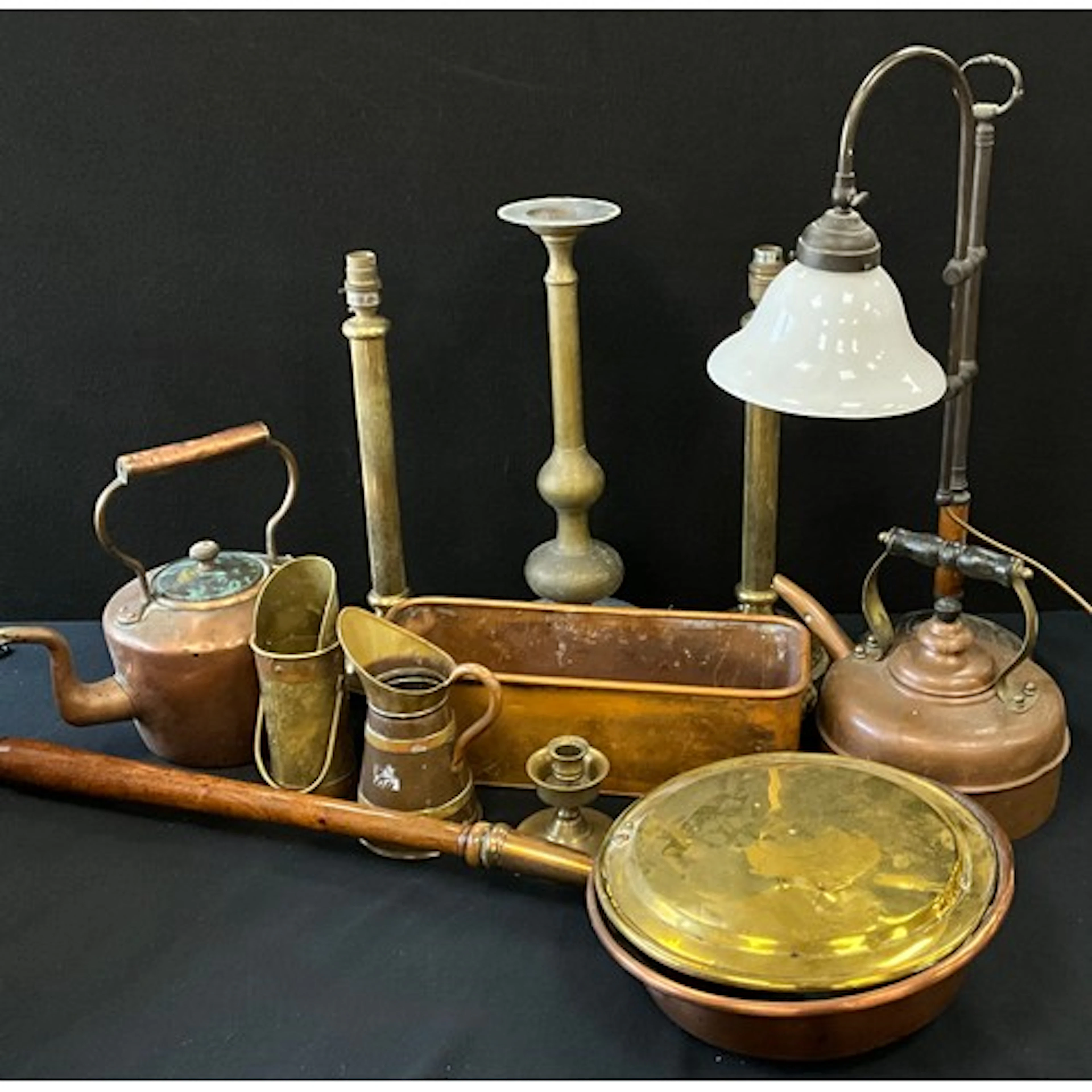 Copper and brassware - a Victorian brass kettle and another;...