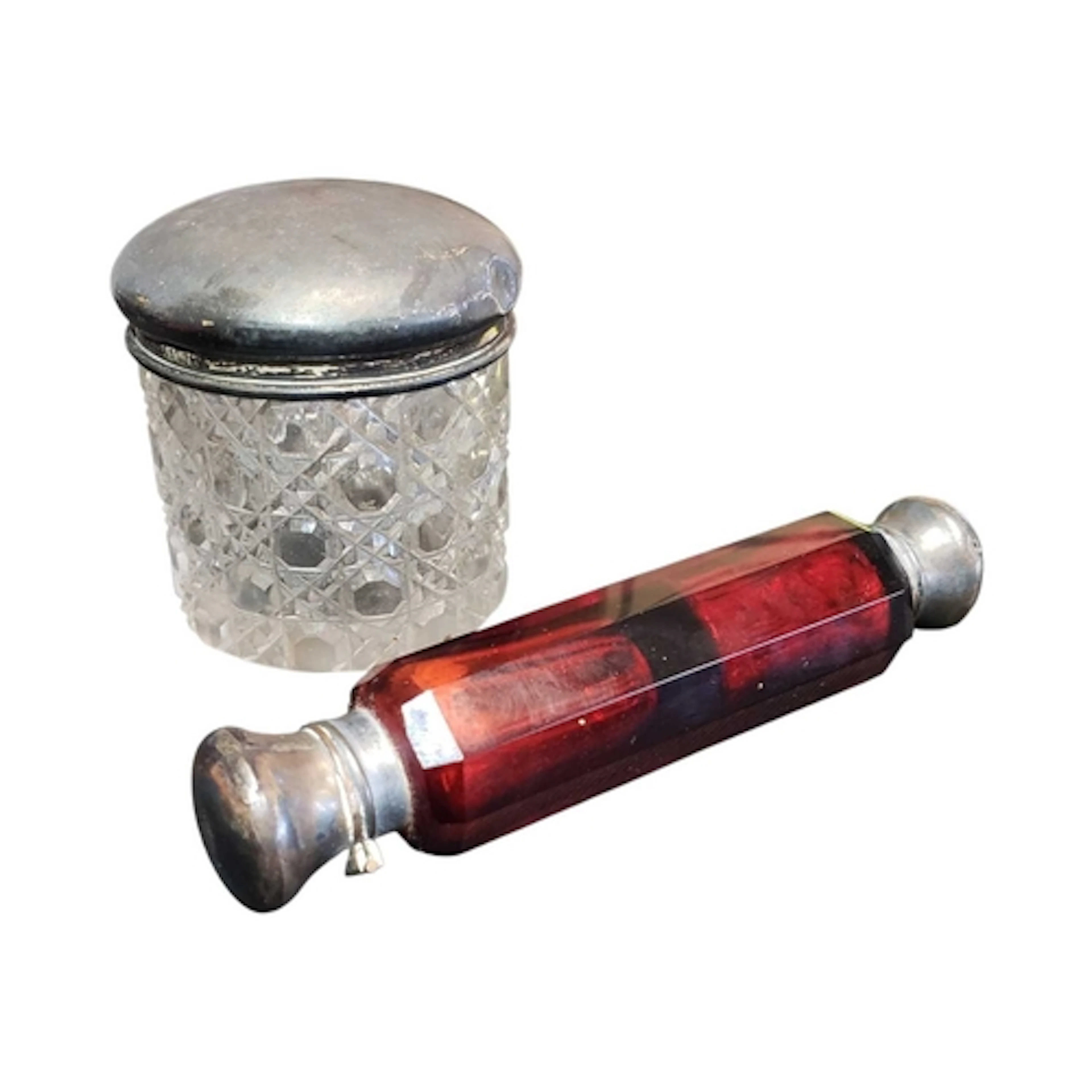 19th century Victorian silver plated scent bottle and silver...