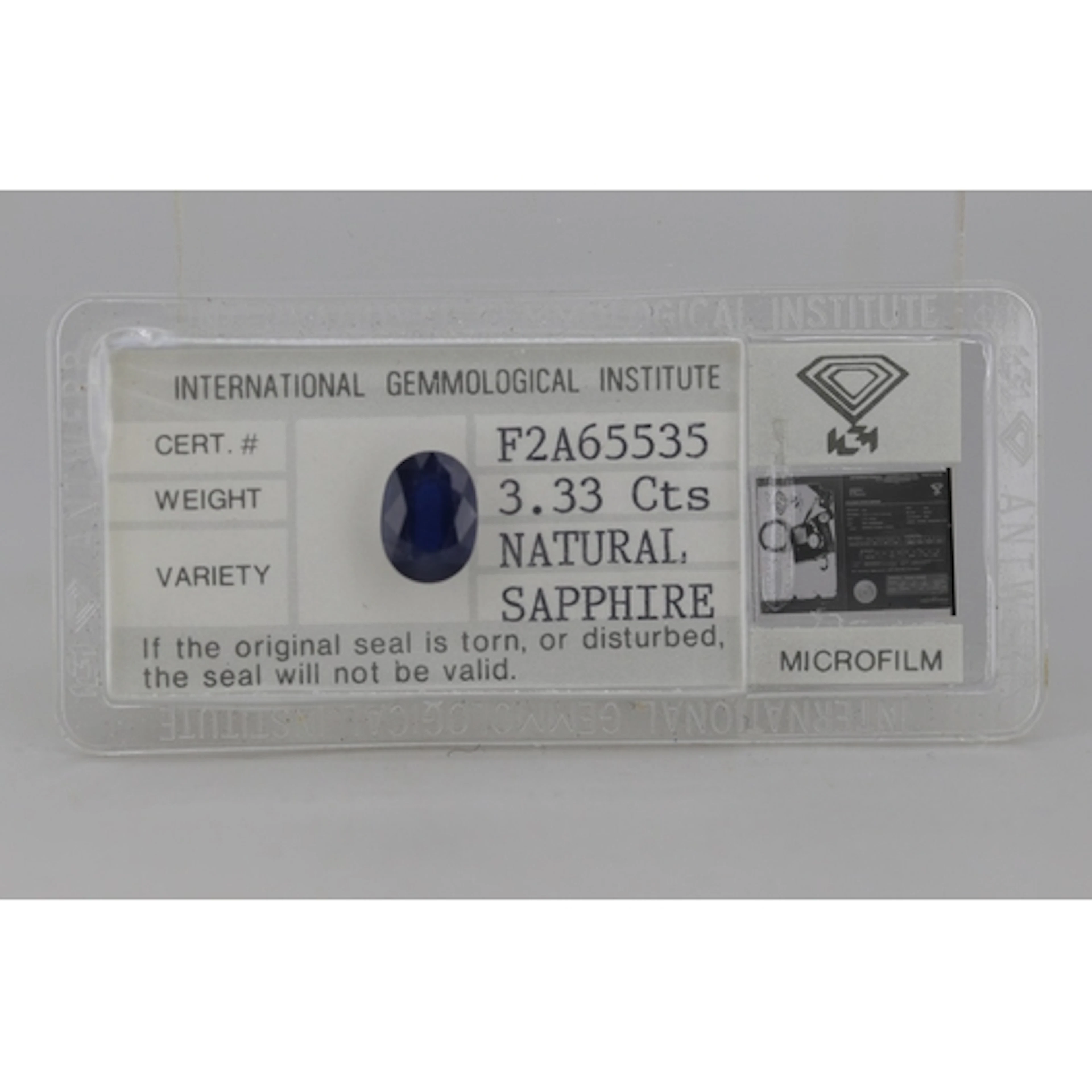 Oval Cut Natural Sapphire, Total Carat Weight 3.33ct, Encaps...