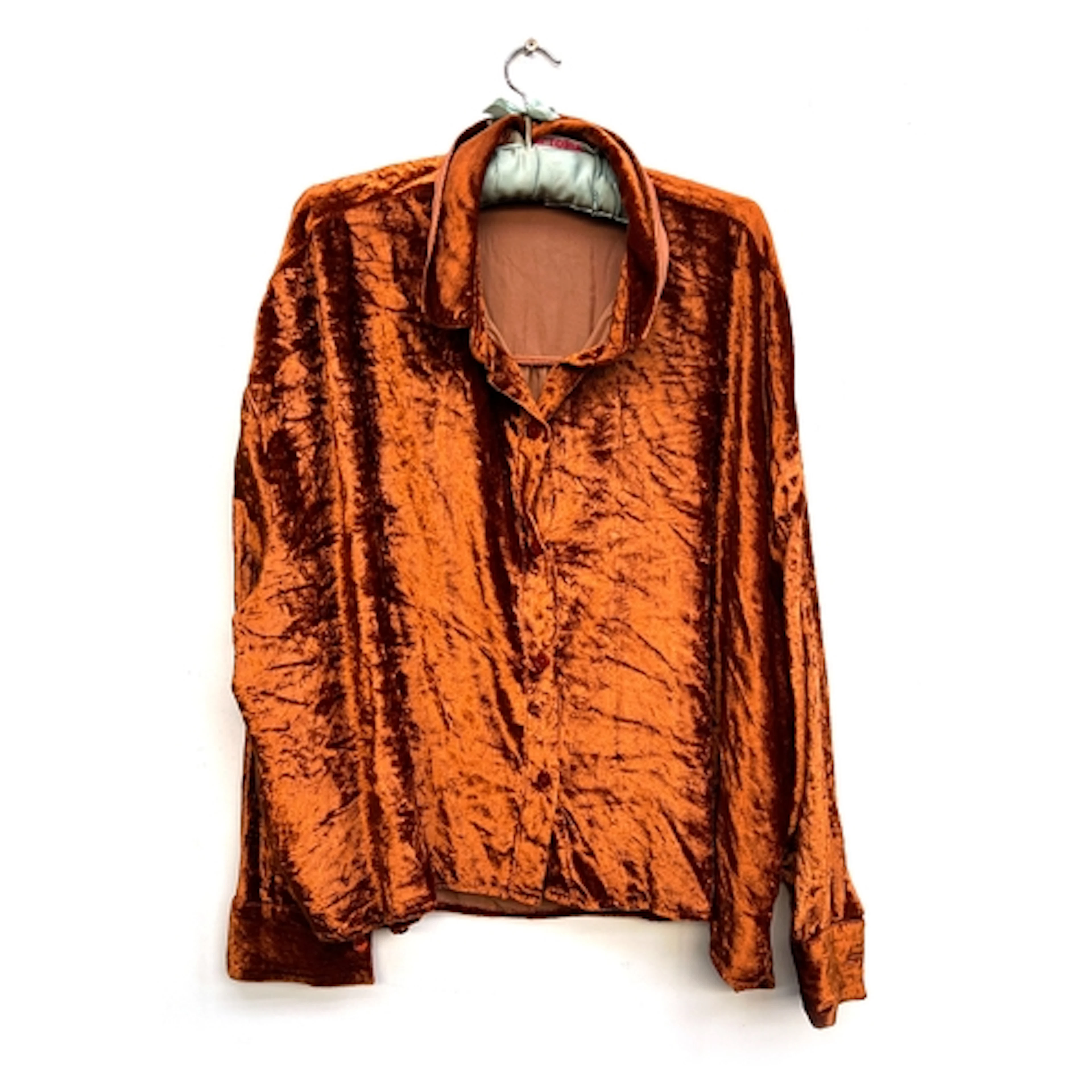 A 'Victoria Made with Love and Laughter' orange velvet top, ...