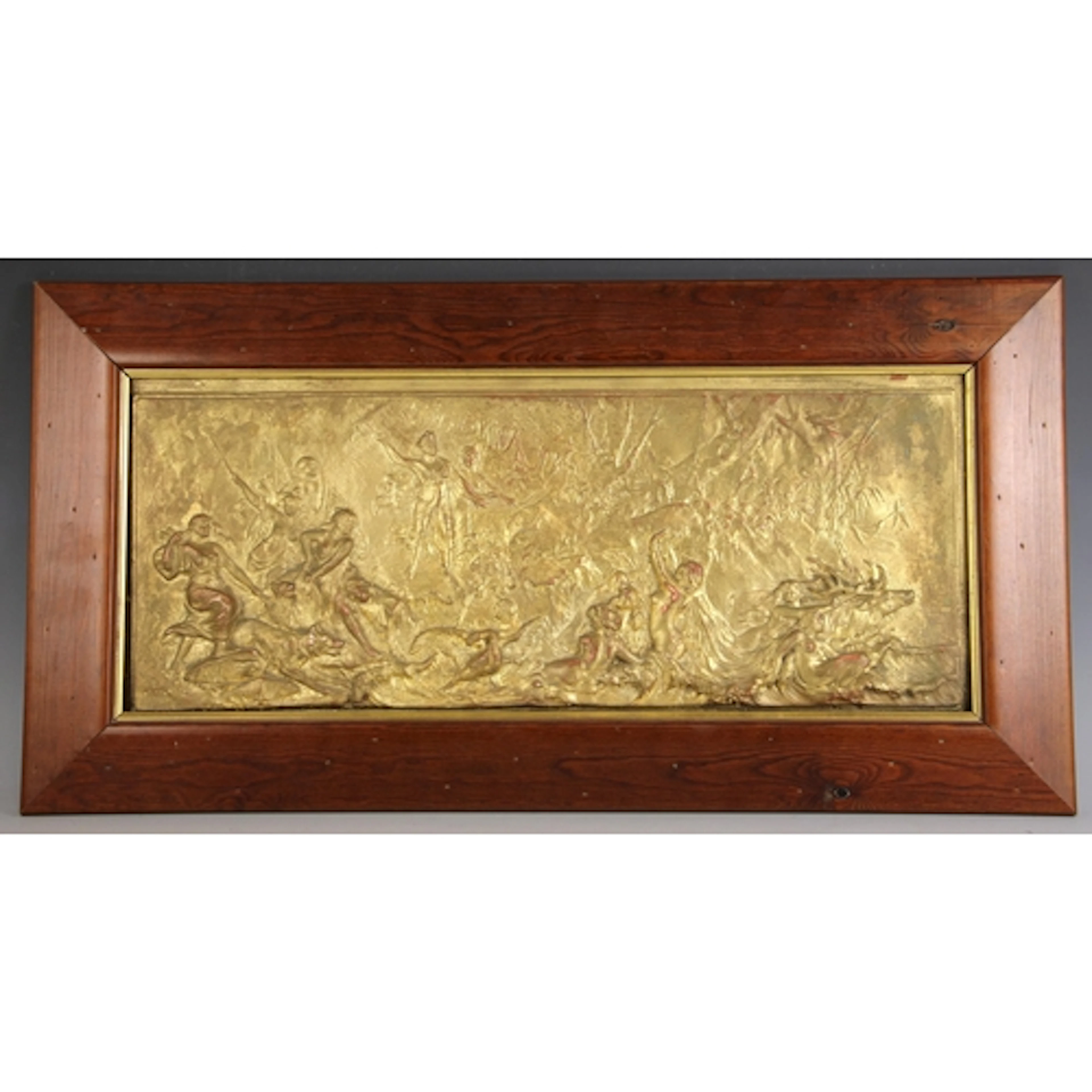 A relief moulded plaster plaque modelled after 'The Hunting ...