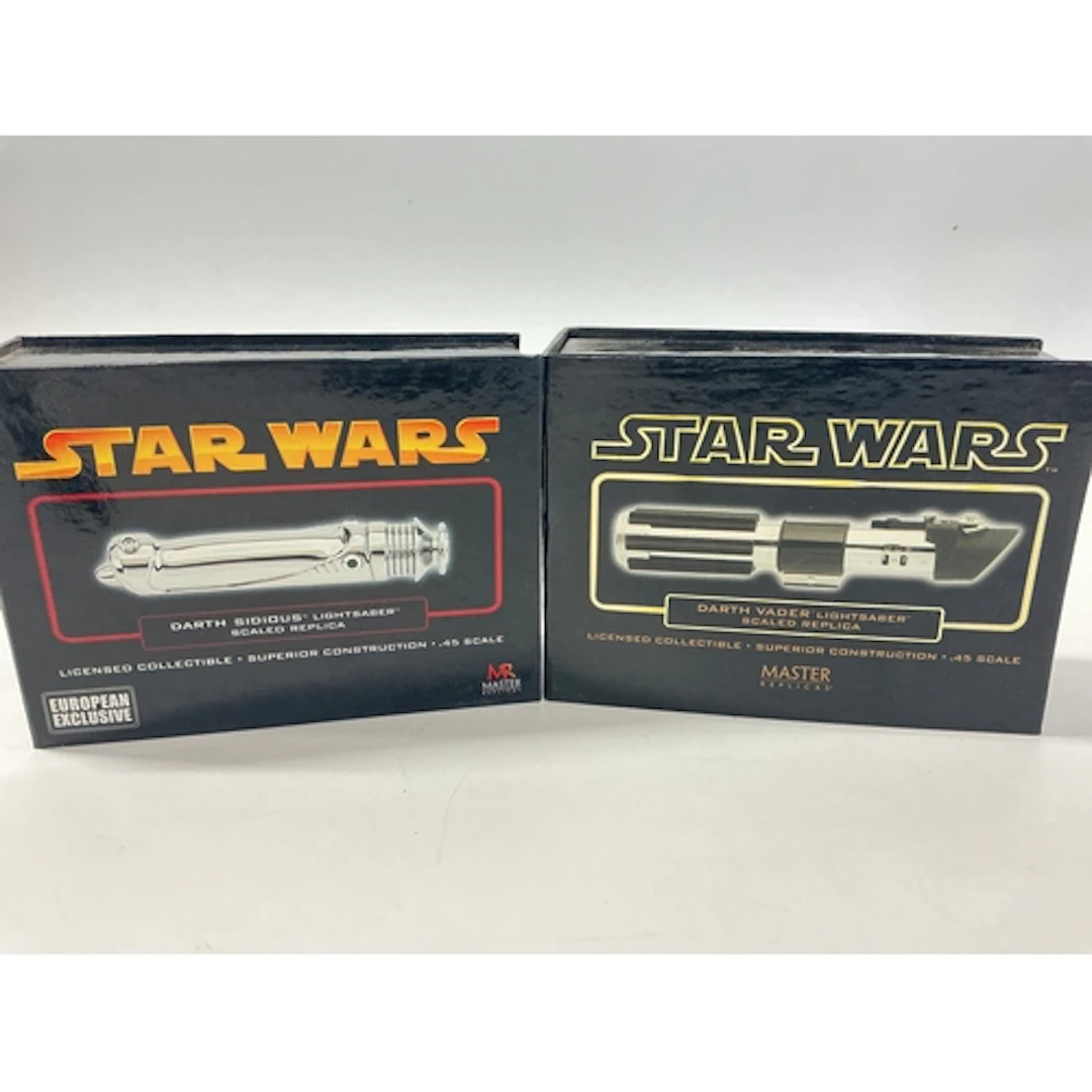 2 Boxed Star Wars Master Replica .45 Scale Lightsabers No Re...