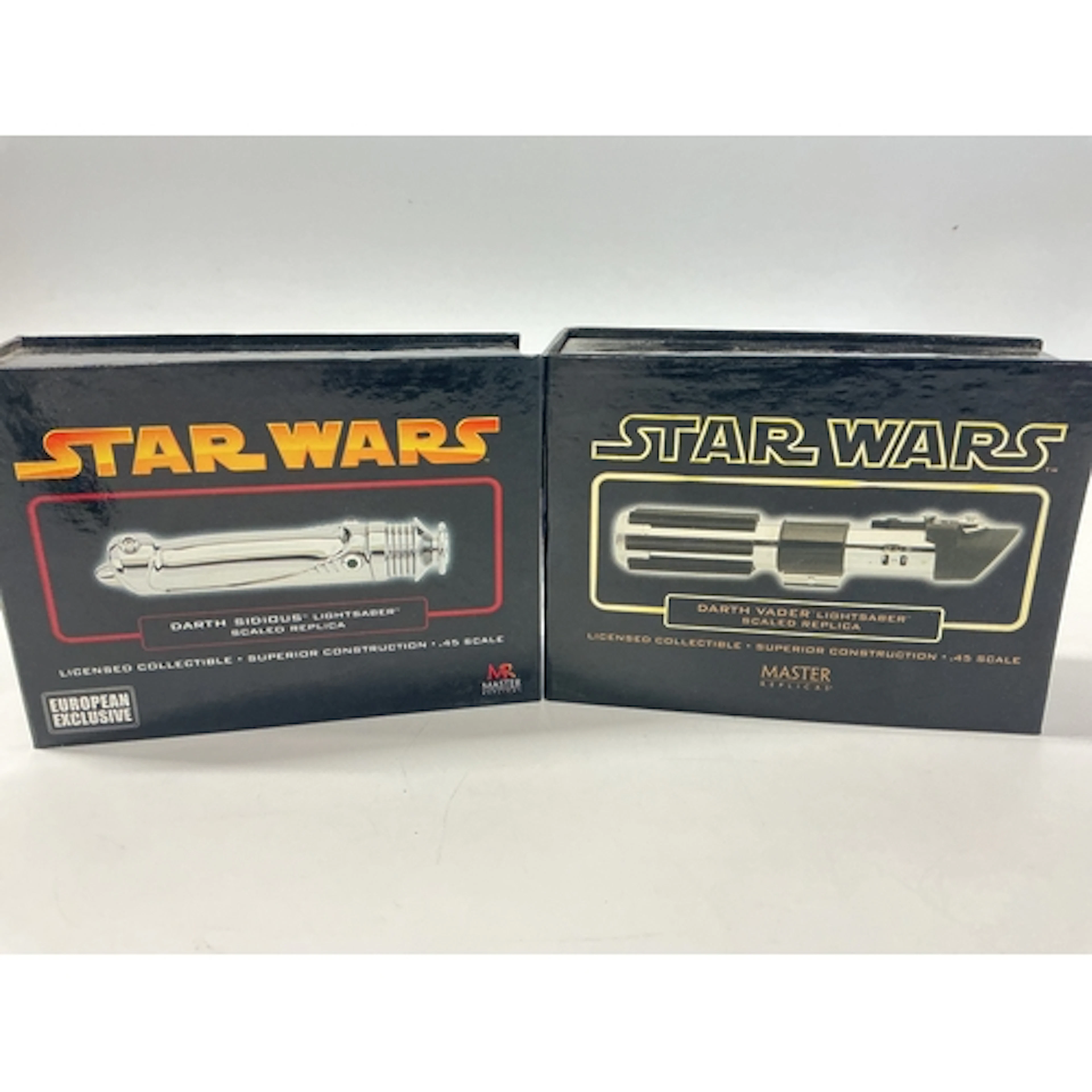 2 Boxed Star Wars Master Replica .45 Scale Lightsabers No Re...