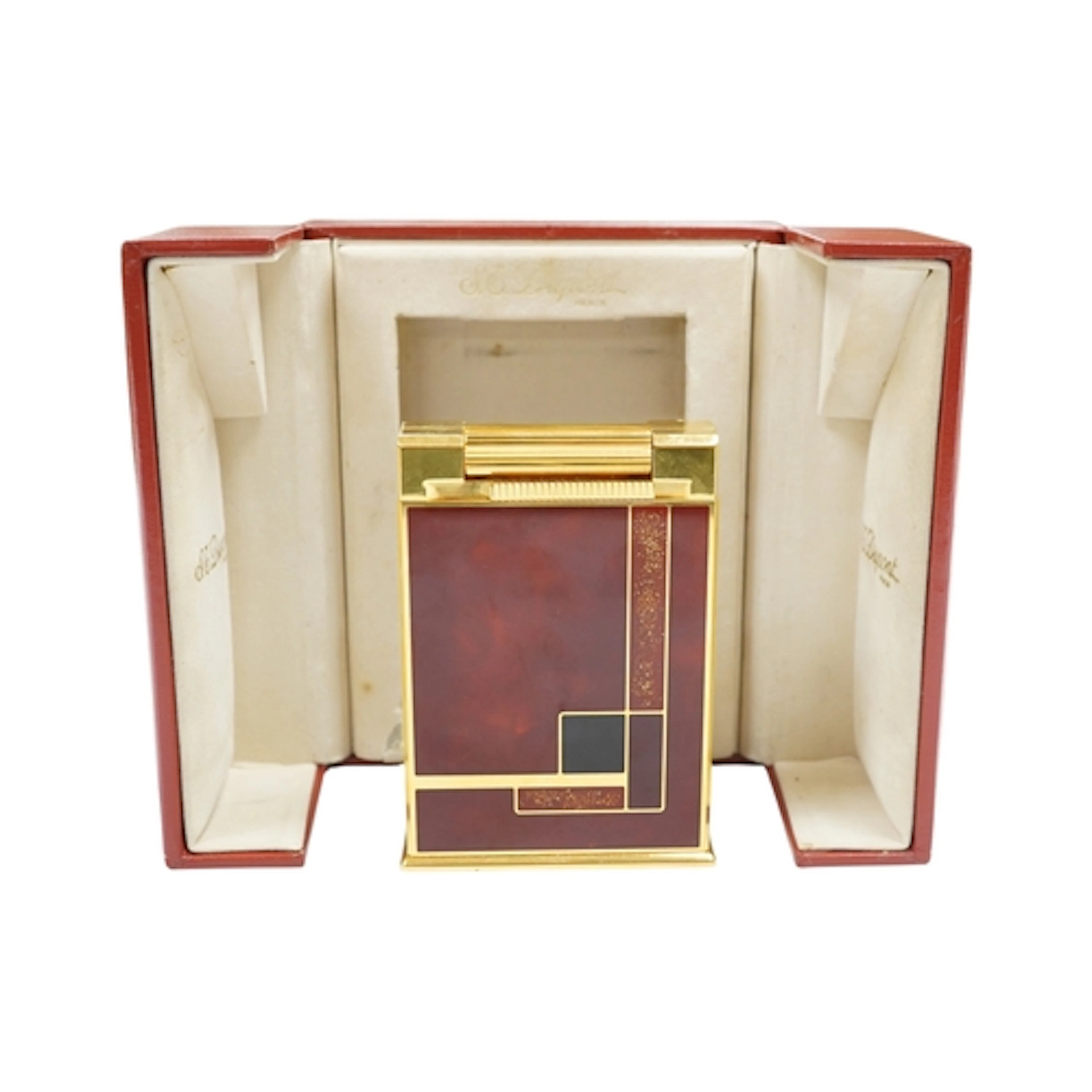 A boxed S T Dupont Jeroboam Chinese lacquer and gold dust ta...