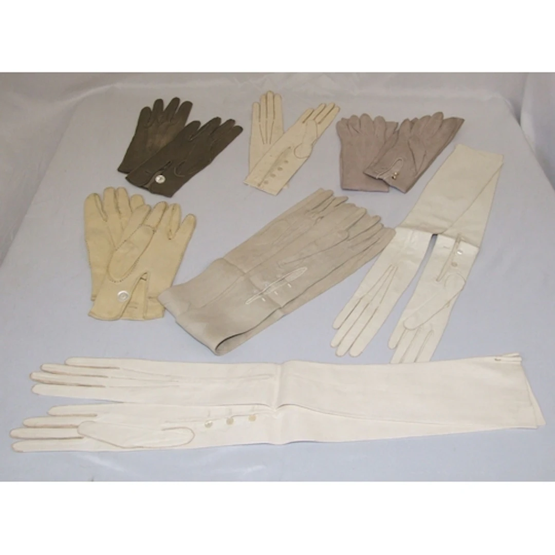 7 Pairs Ladies Vintage Kid Leather Gloves