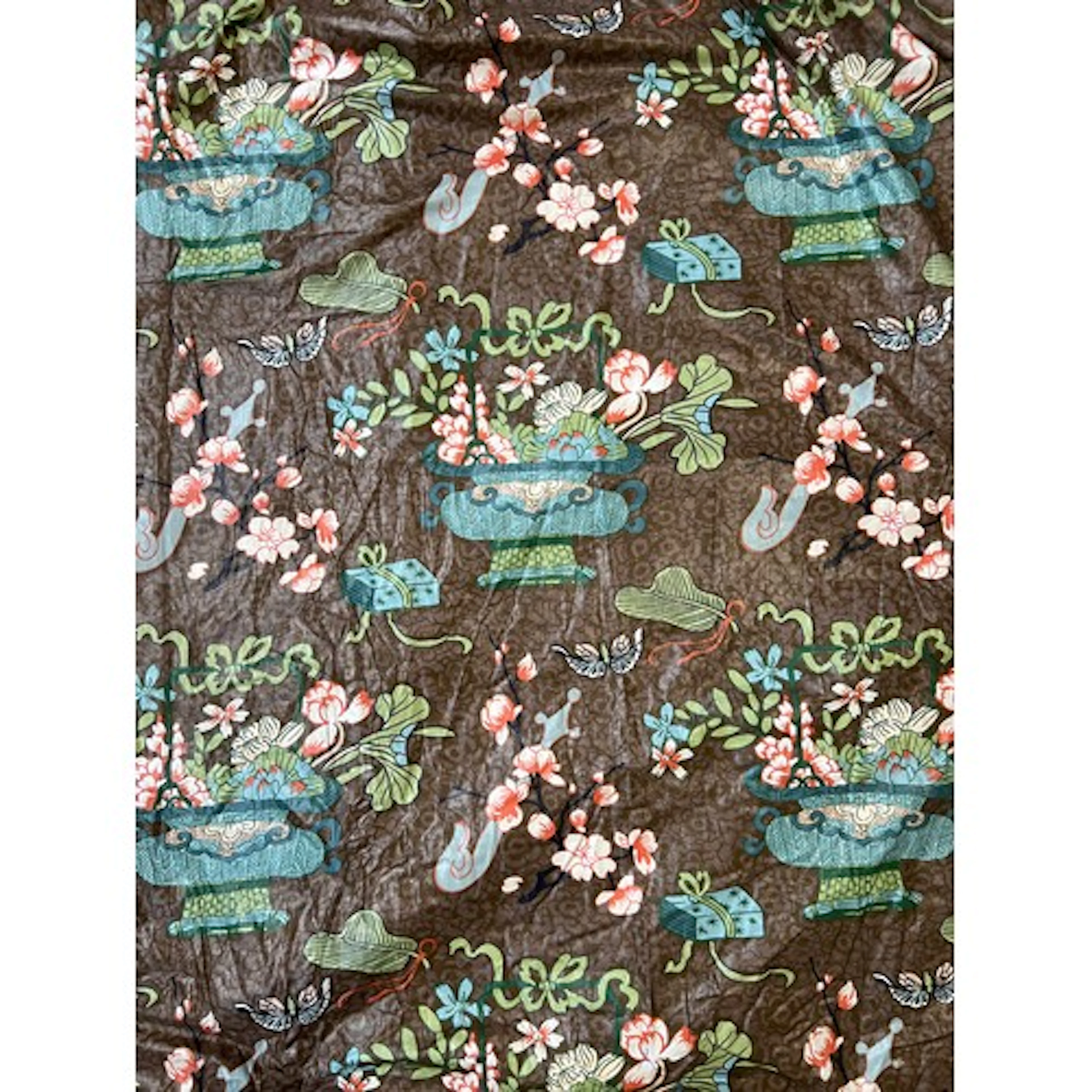 Three pairs of chintz curtains in a chinoiserie pattern by G...