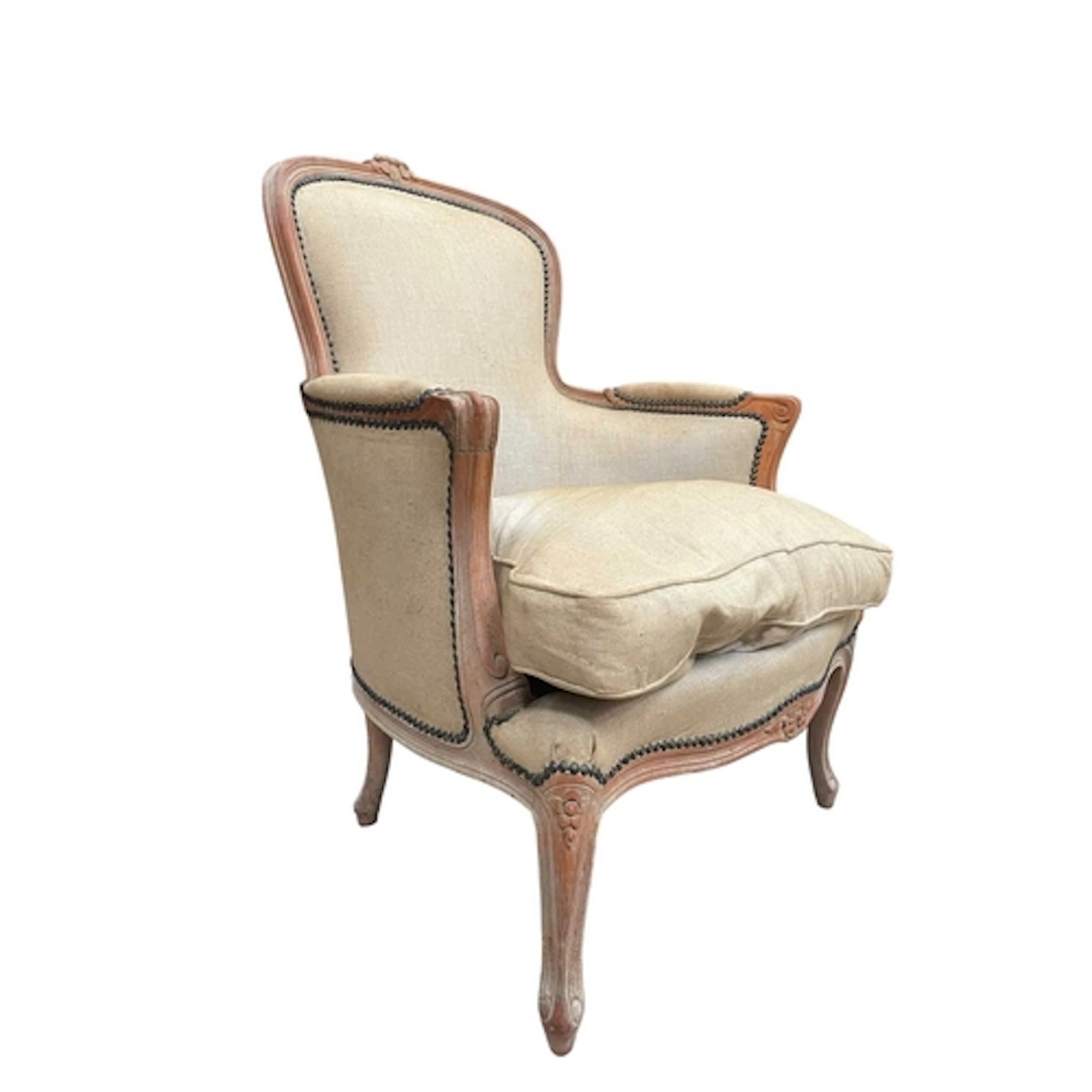A contemporary Laura Ashley manner linen upholstered fauteui...
