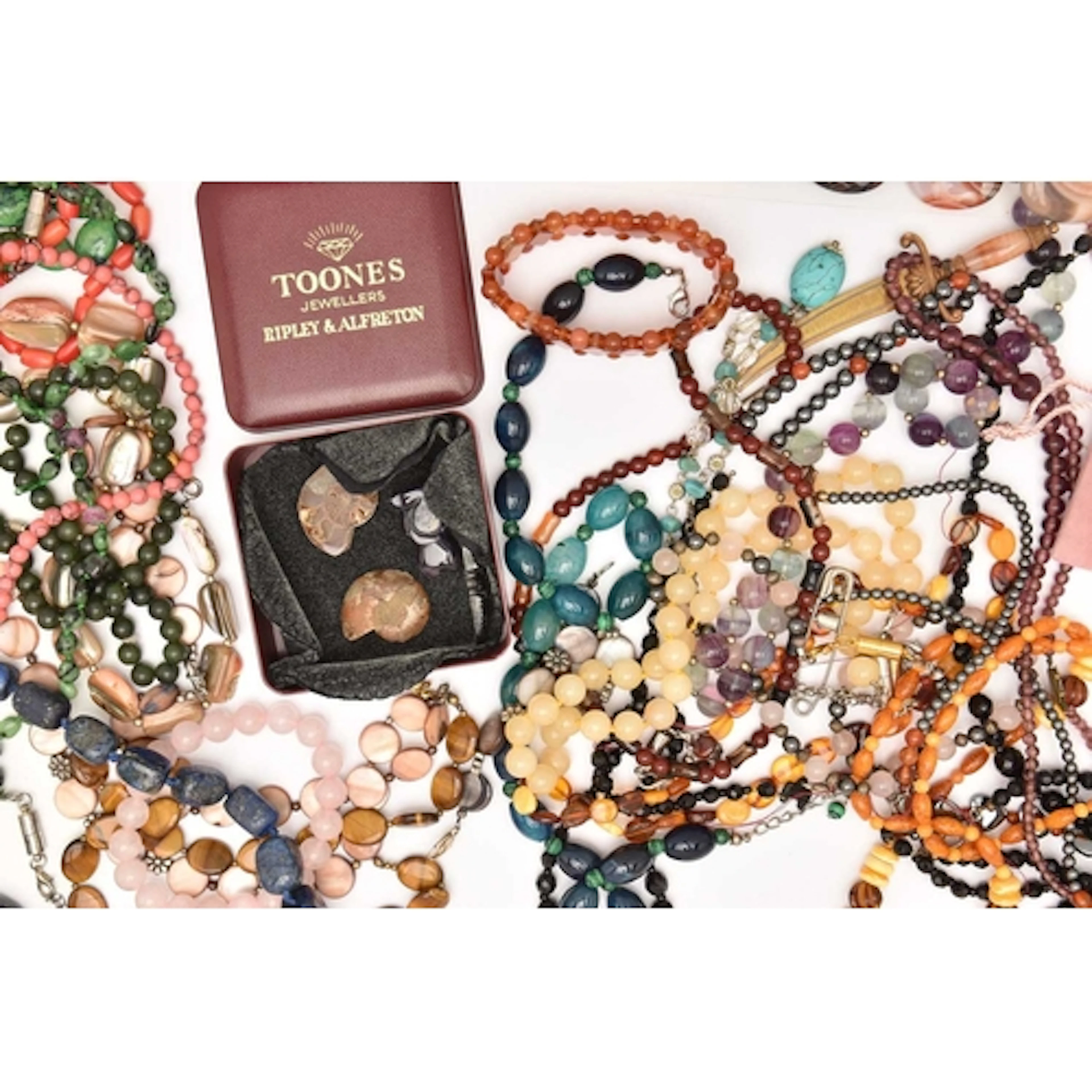 AN ASSORTMENT OF SEMI-PRECIOUS GEMSTONE JEWELLERY, to includ...