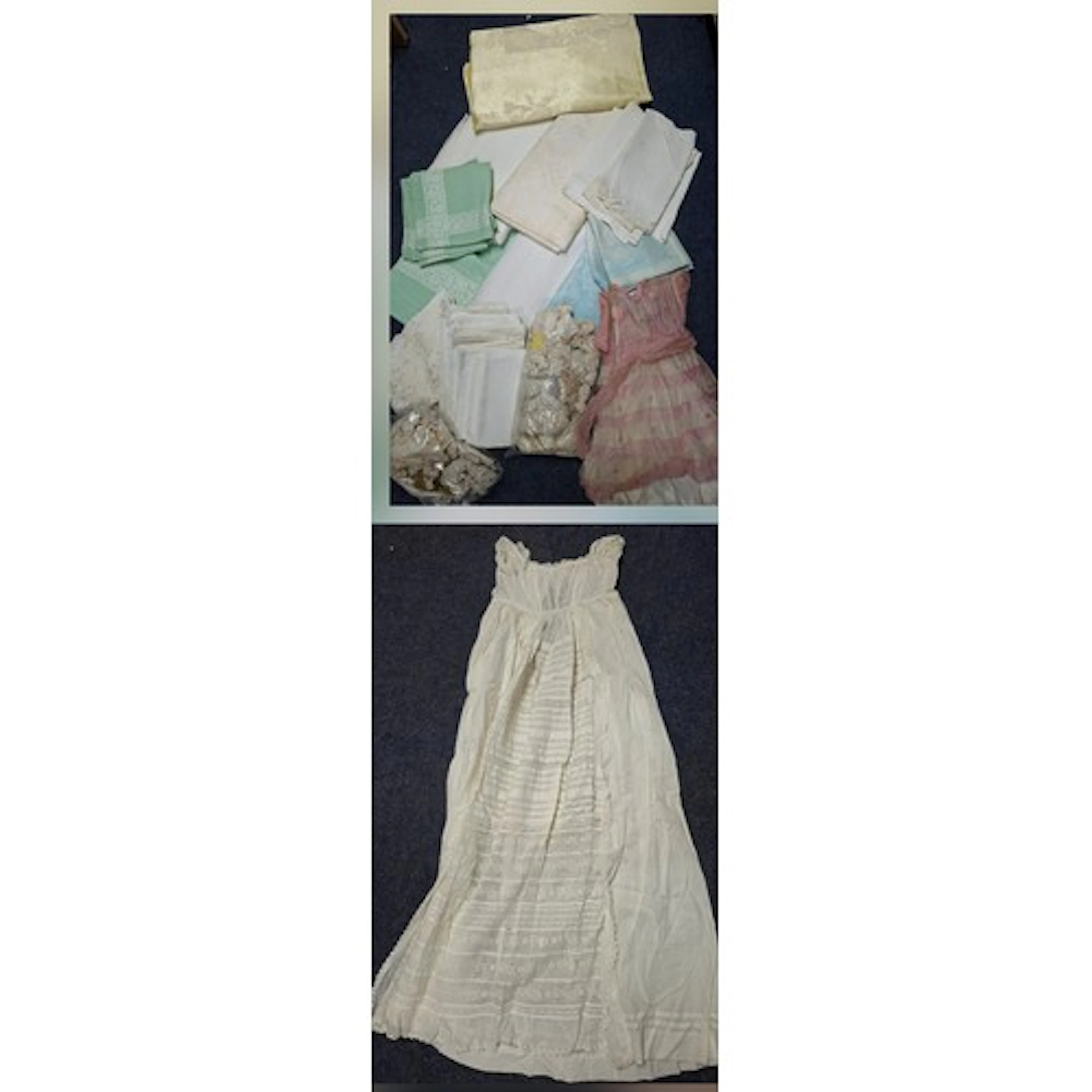 Vintage table linen to include Damask A/F, 2 bags of vintage...