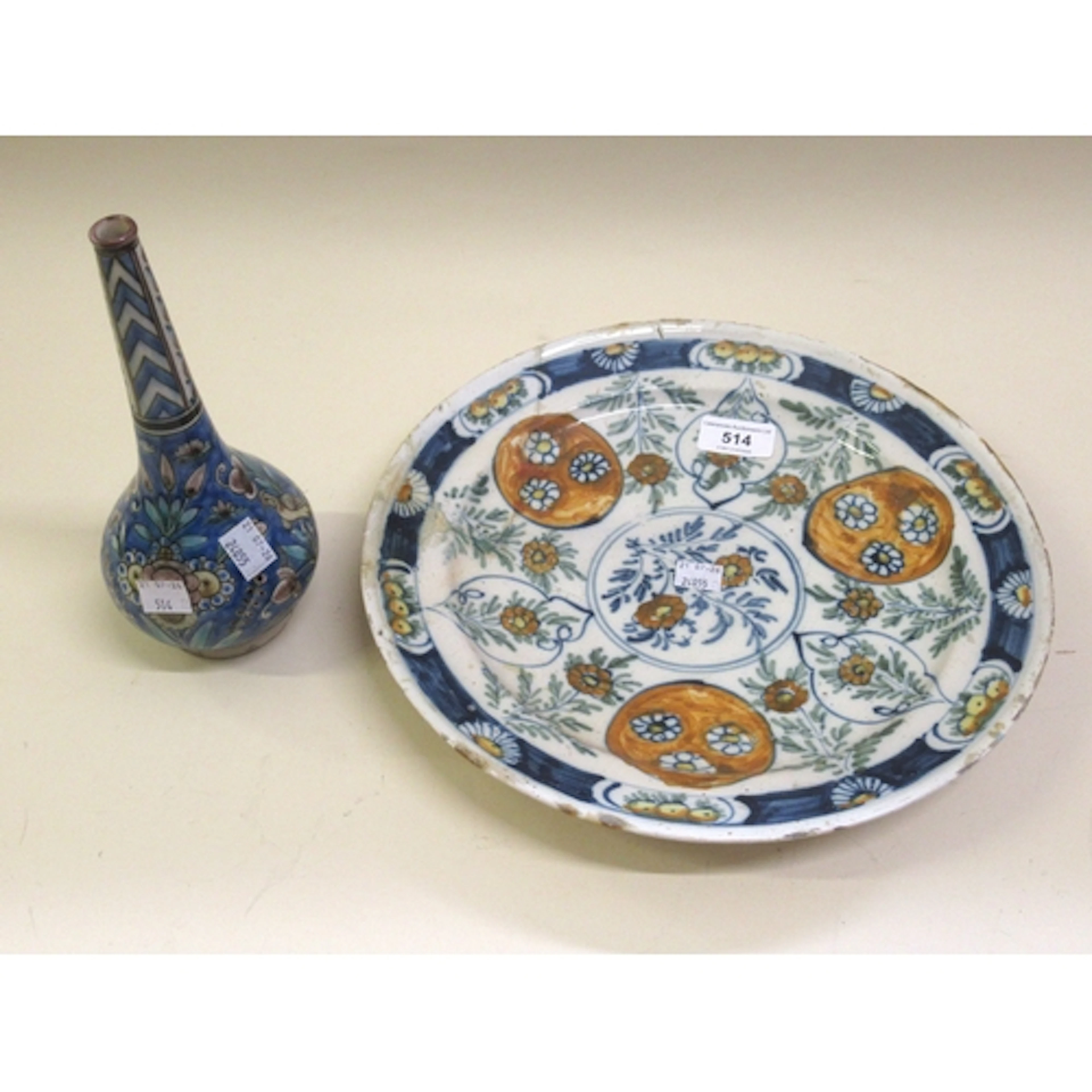 Iznik stoneware baluster form narrow neck vase decorated wit...